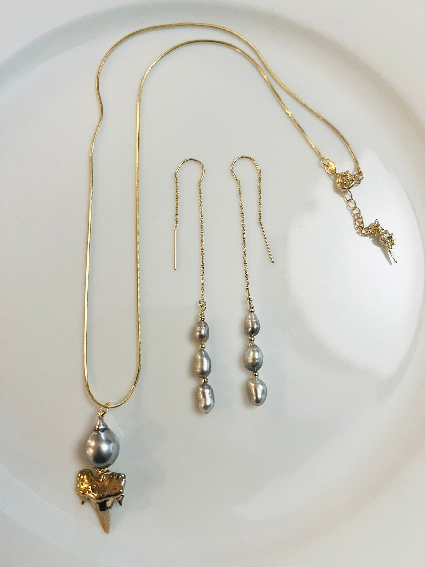 Tahitian Keshi Threader Earrings
