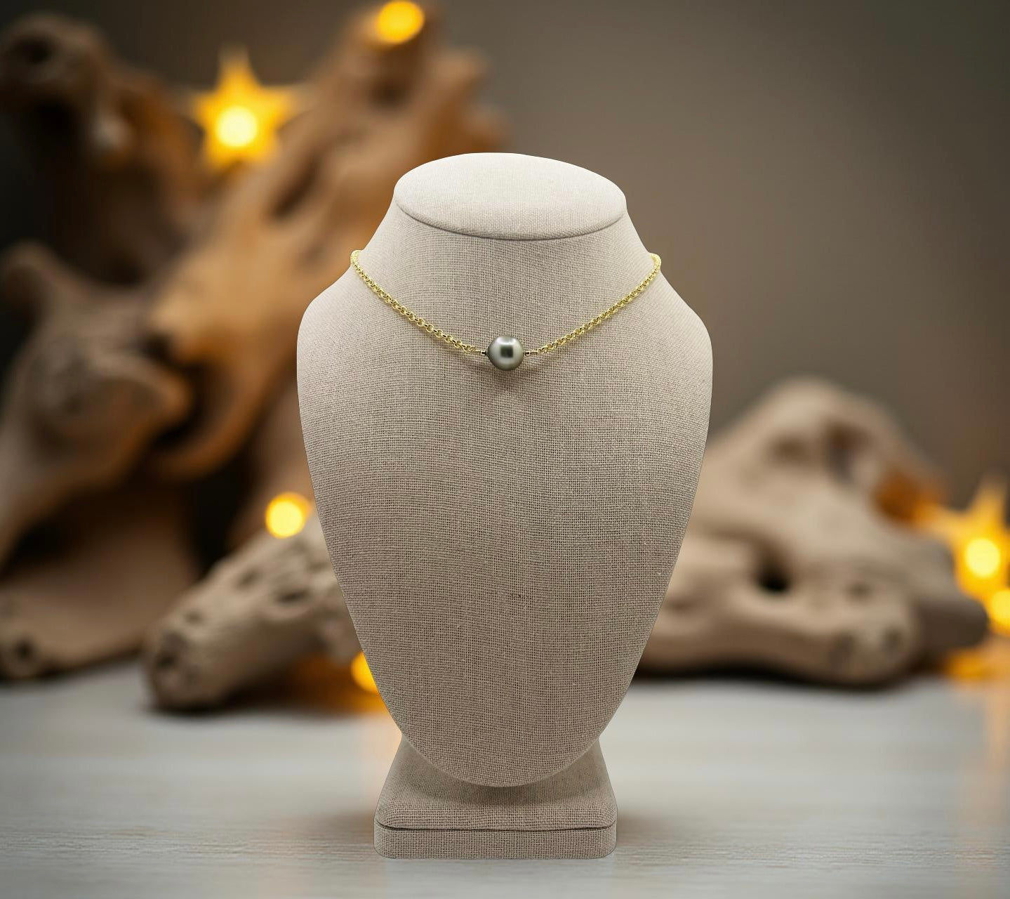 Tahitian Rolo Chain Solitaire Necklace