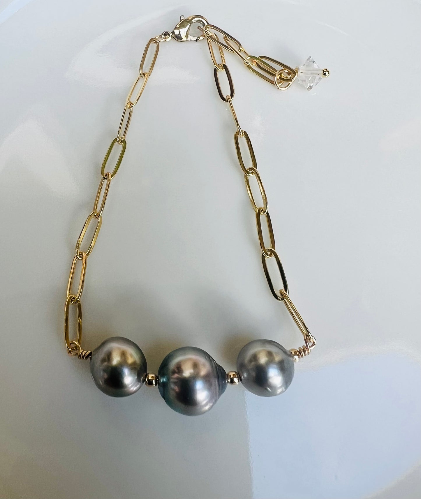 Tahitian Paperclip Chain Bracelet