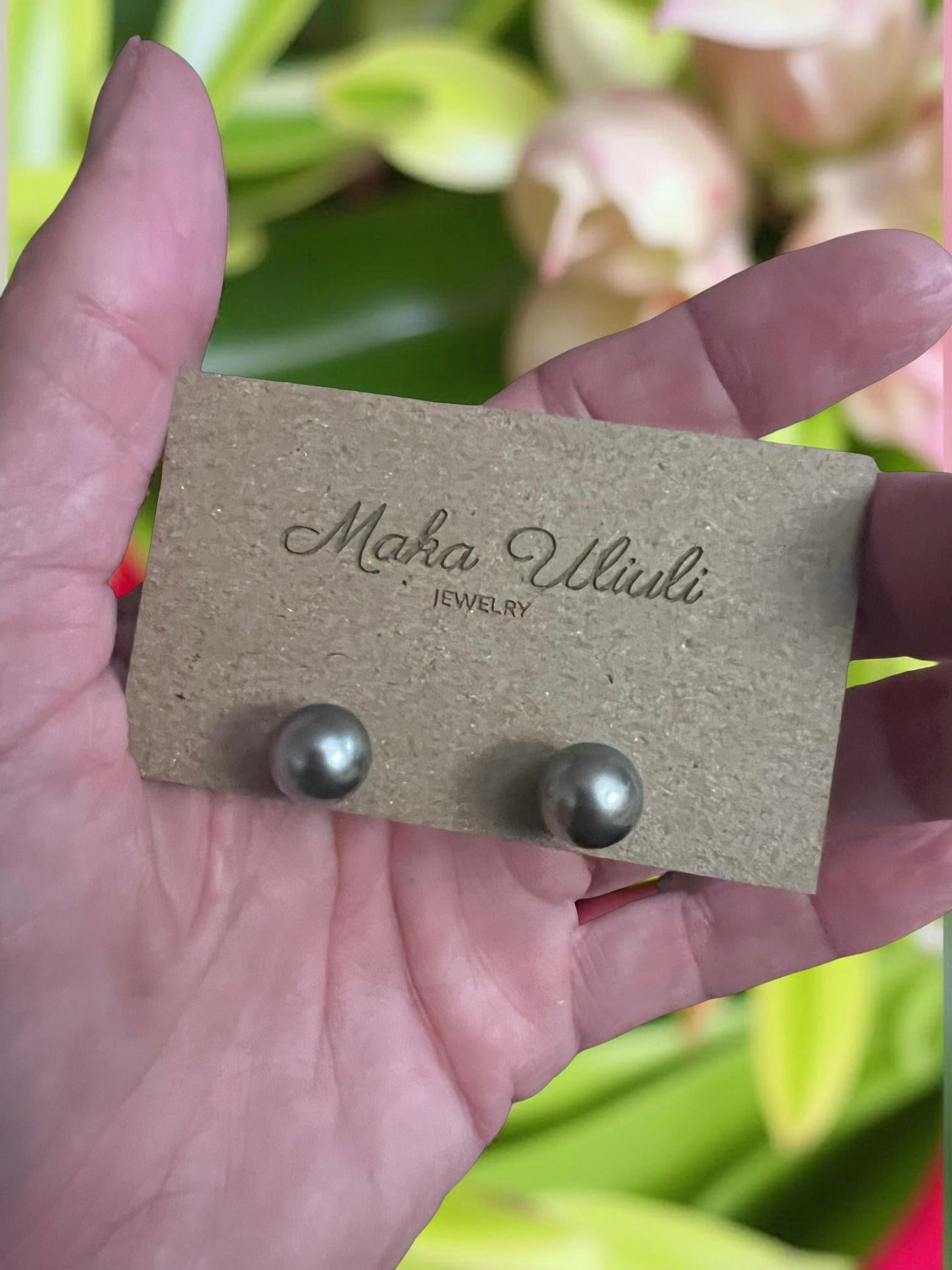 Tahitian Pearl Stud Earrings - 8mm