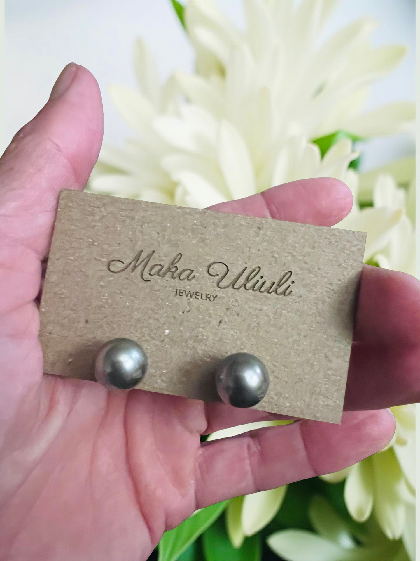 Tahitian Pearl Stud Earrings - 10mm