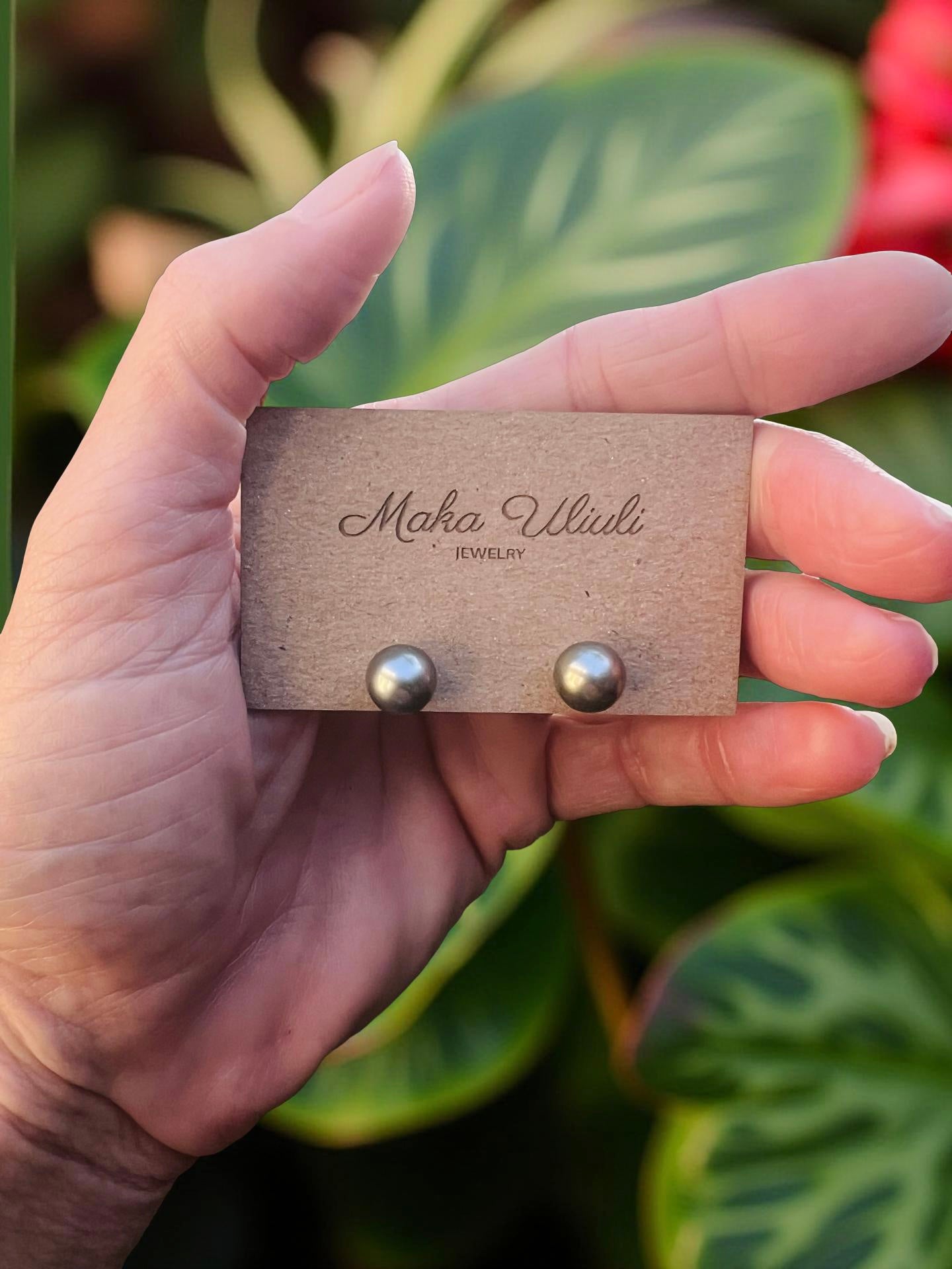 Tahitian Pearl Stud Earrings - 8mm