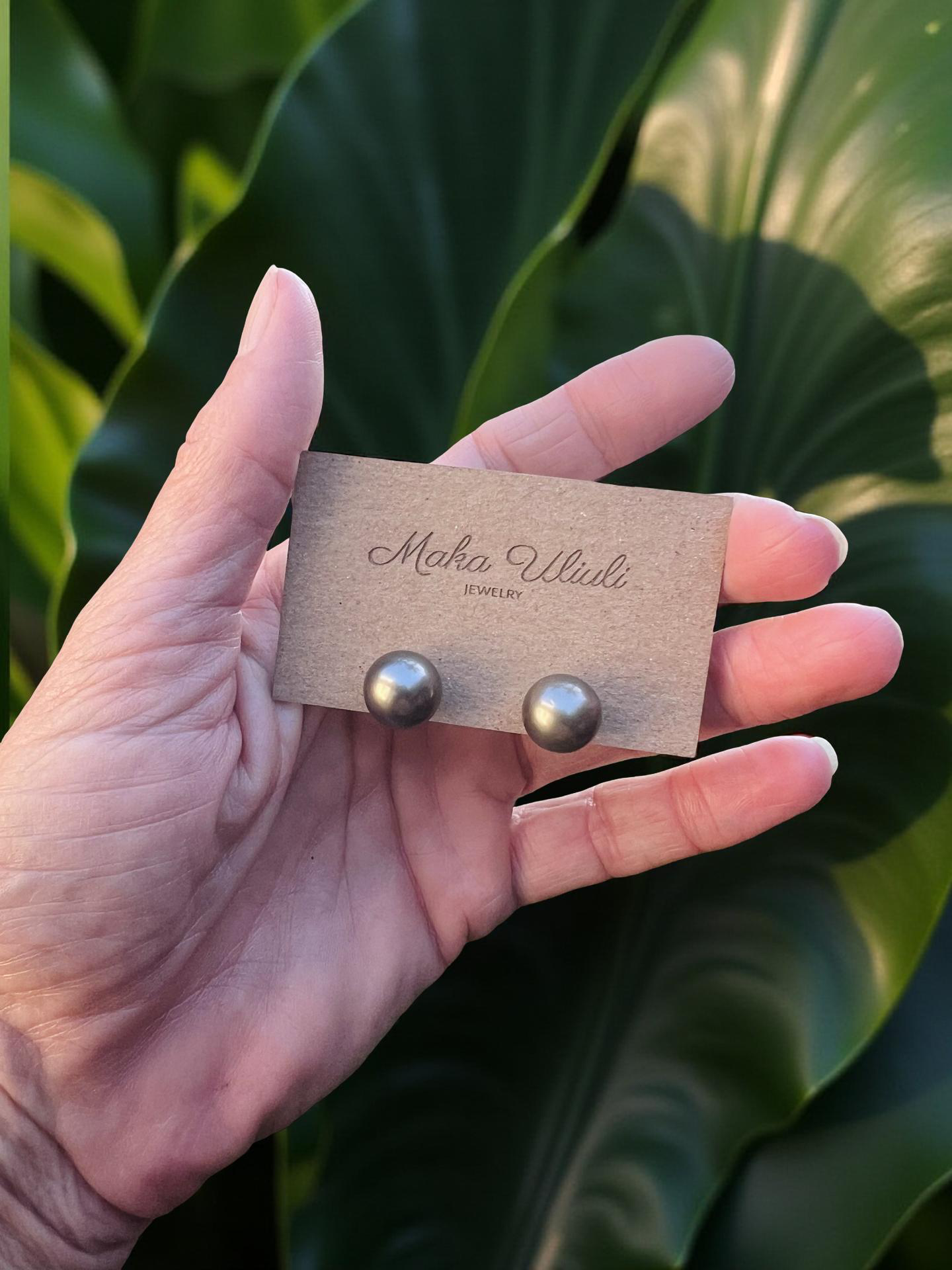 Tahitian Pearl Stud Earrings - 13mm