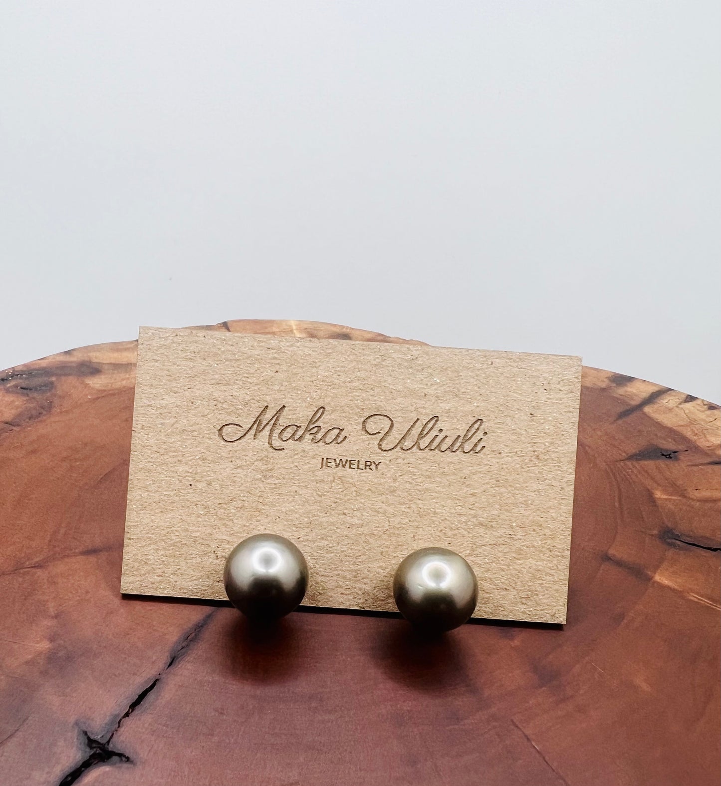 Tahitian Pearl Stud Earrings - 13mm