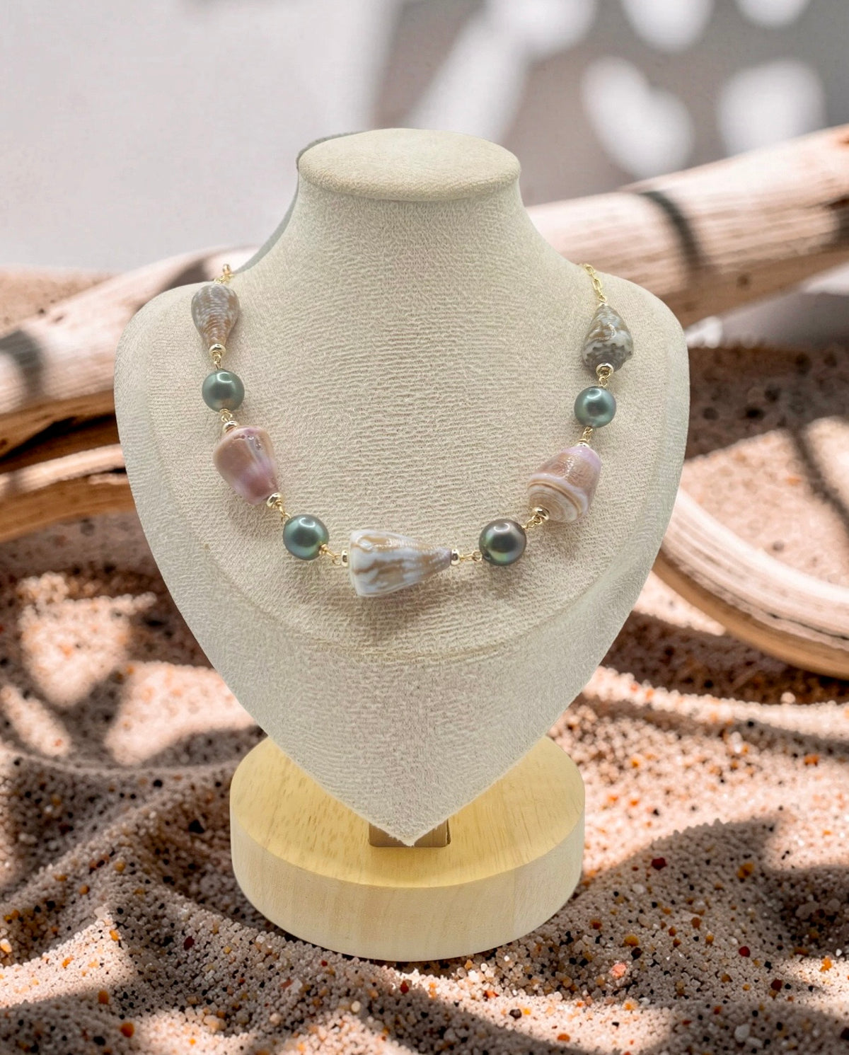Autumn Cone Shell Paperclip Necklace