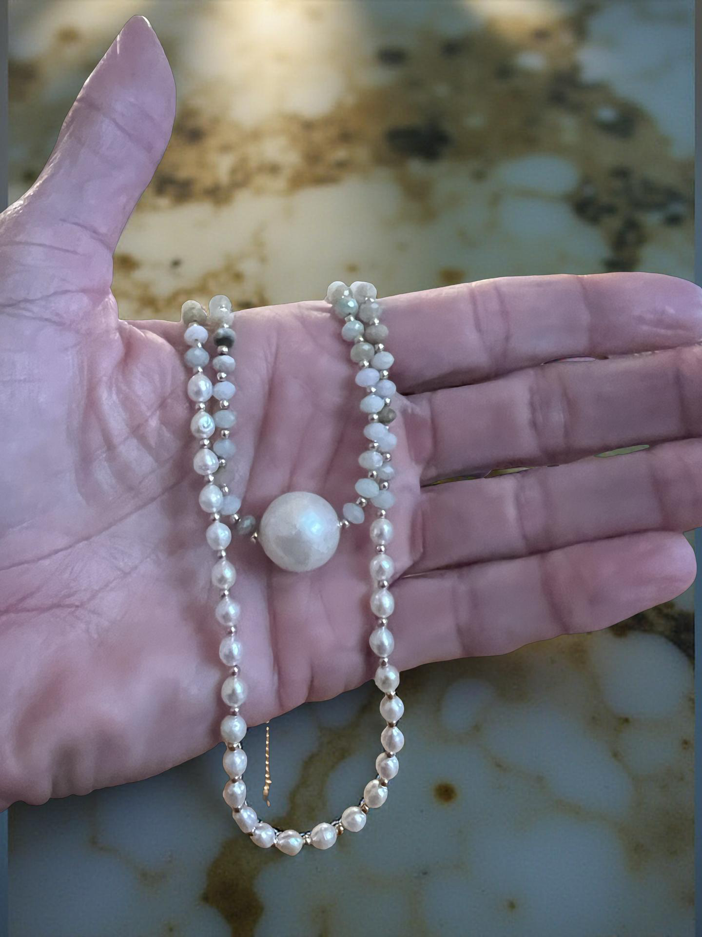 Bombucha Edison Pearl & Jade Necklace