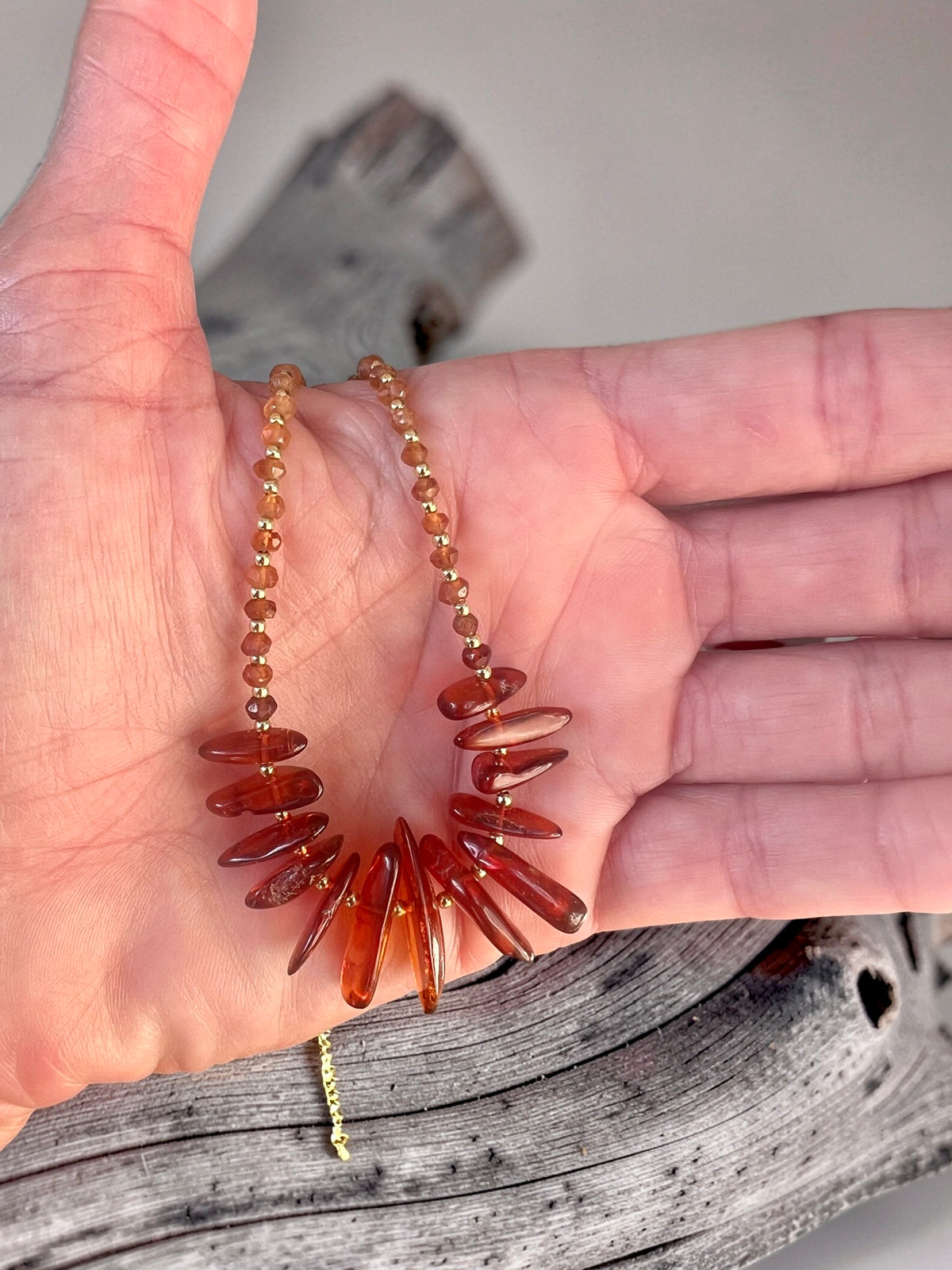 Amber & Hessonite Garnet Necklace