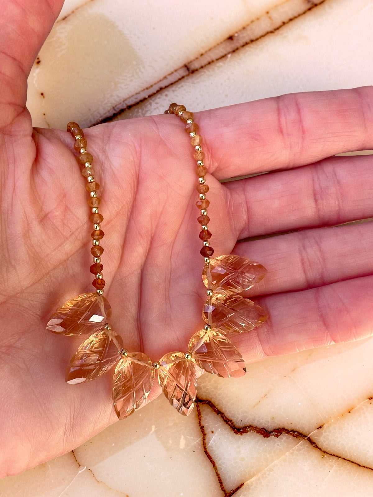 Rose Quartz & Hessonite Garnet Necklace
