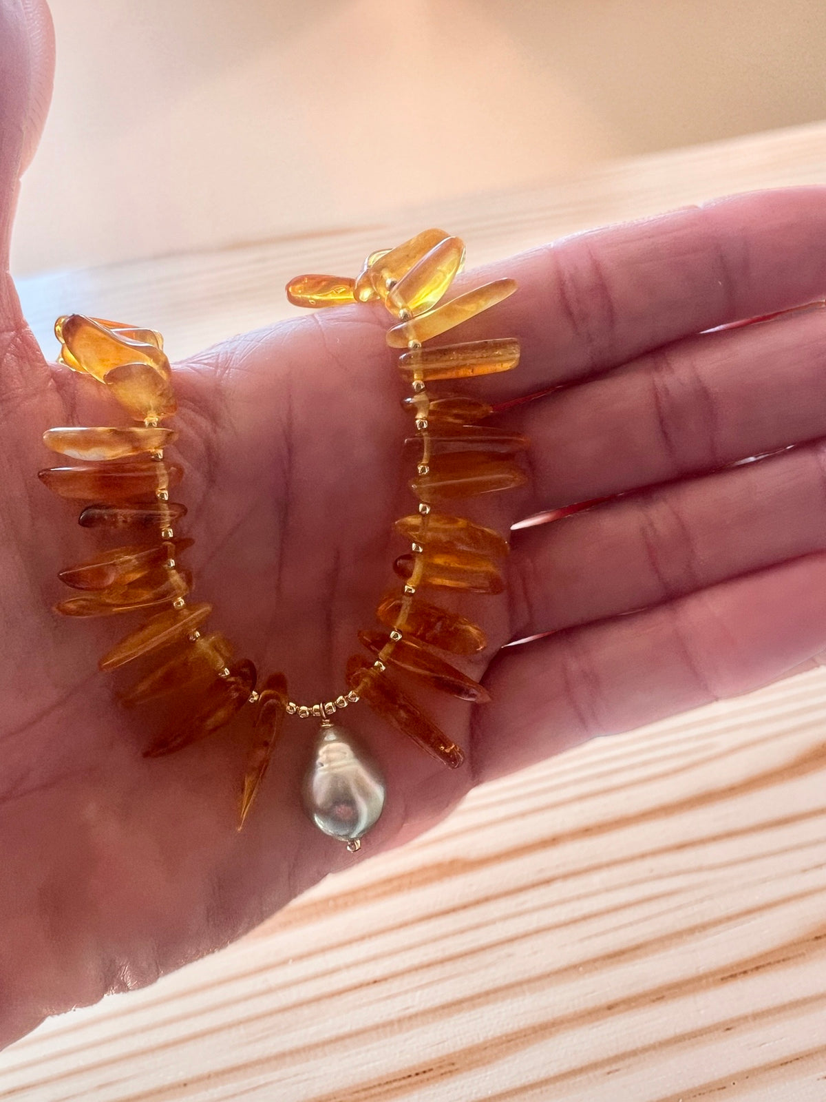 Tahitian & Amber Necklace