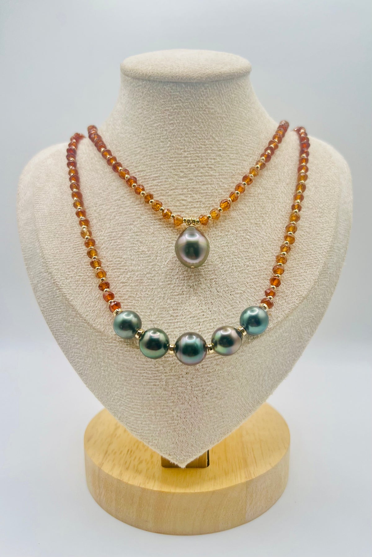 Tahitian & Hessonite Garnet Necklace