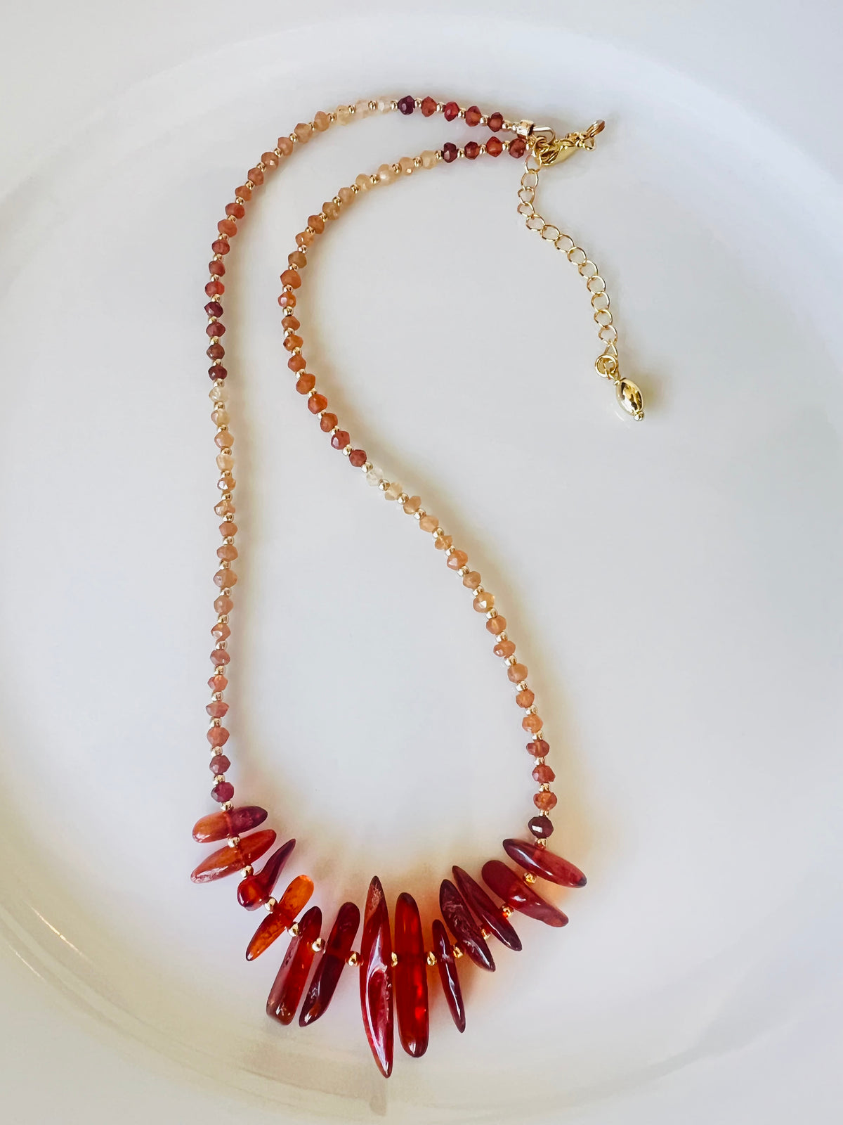 Amber & Hessonite Garnet Necklace