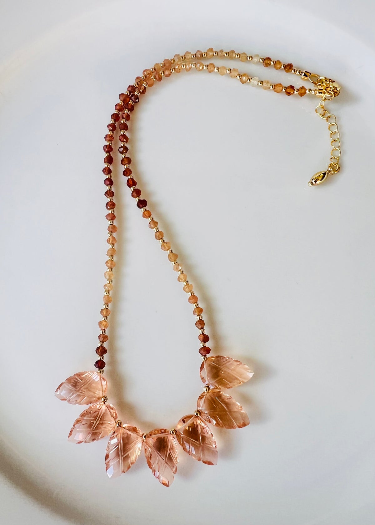 Rose Quartz & Hessonite Garnet Necklace