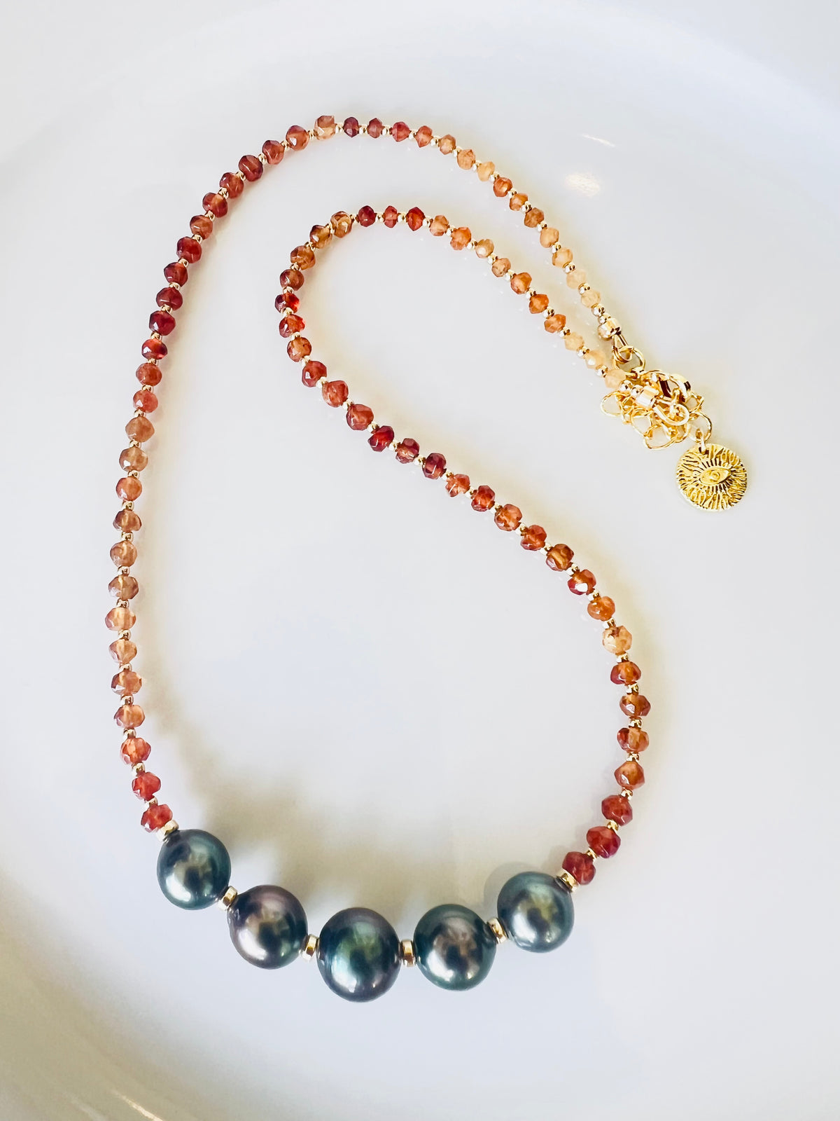 Tahitian & Hessonite Garnet Necklace