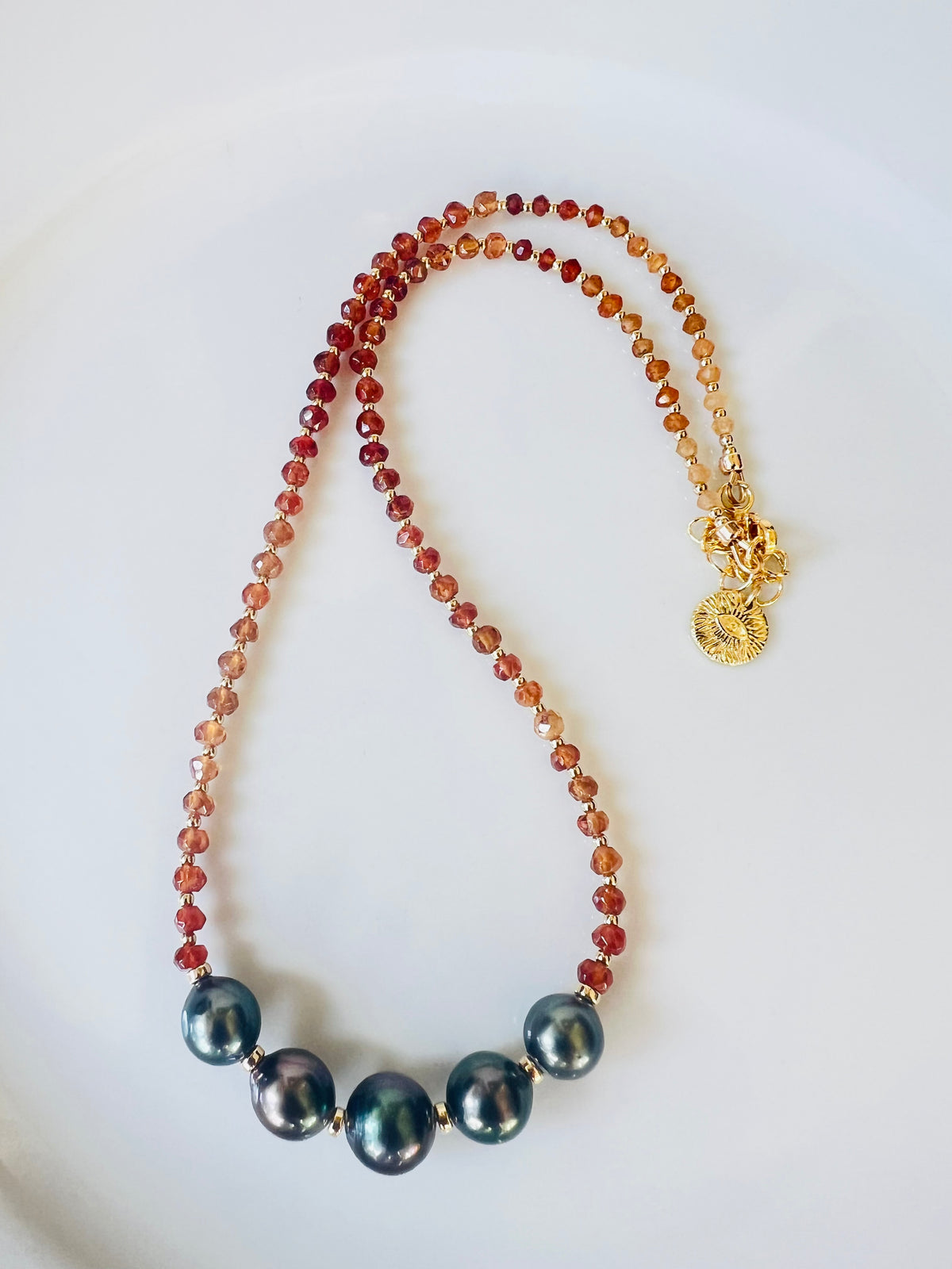 Tahitian & Hessonite Garnet Necklace