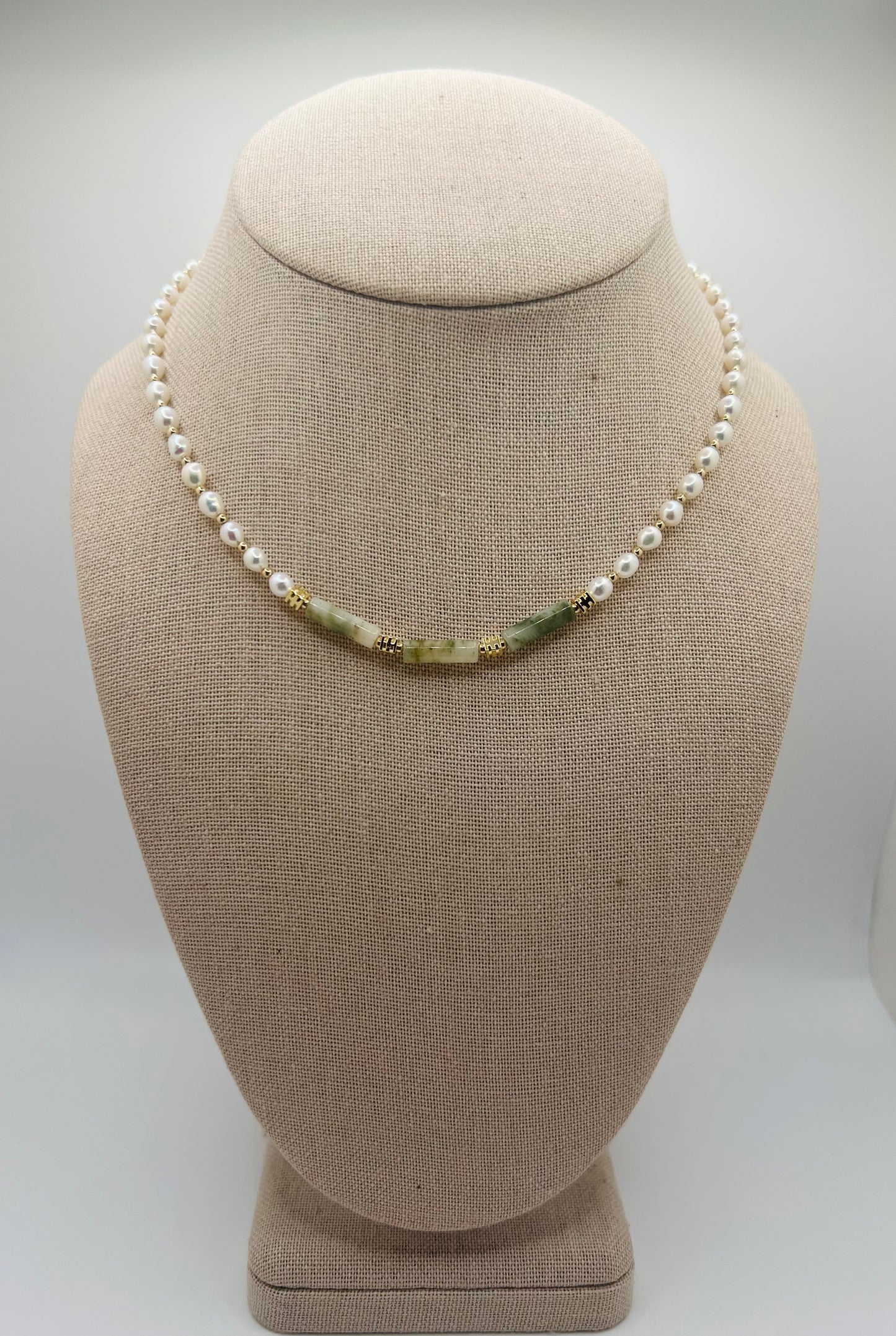 Jade & White Pearl Necklace