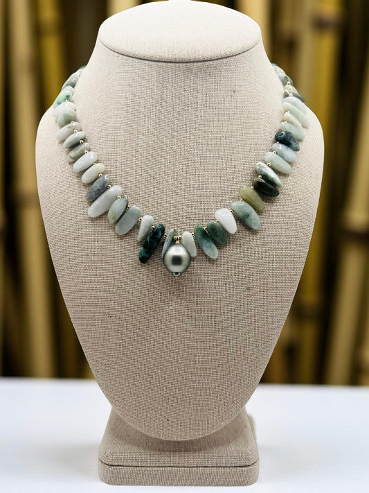 Freeform Jade Pendant Necklace