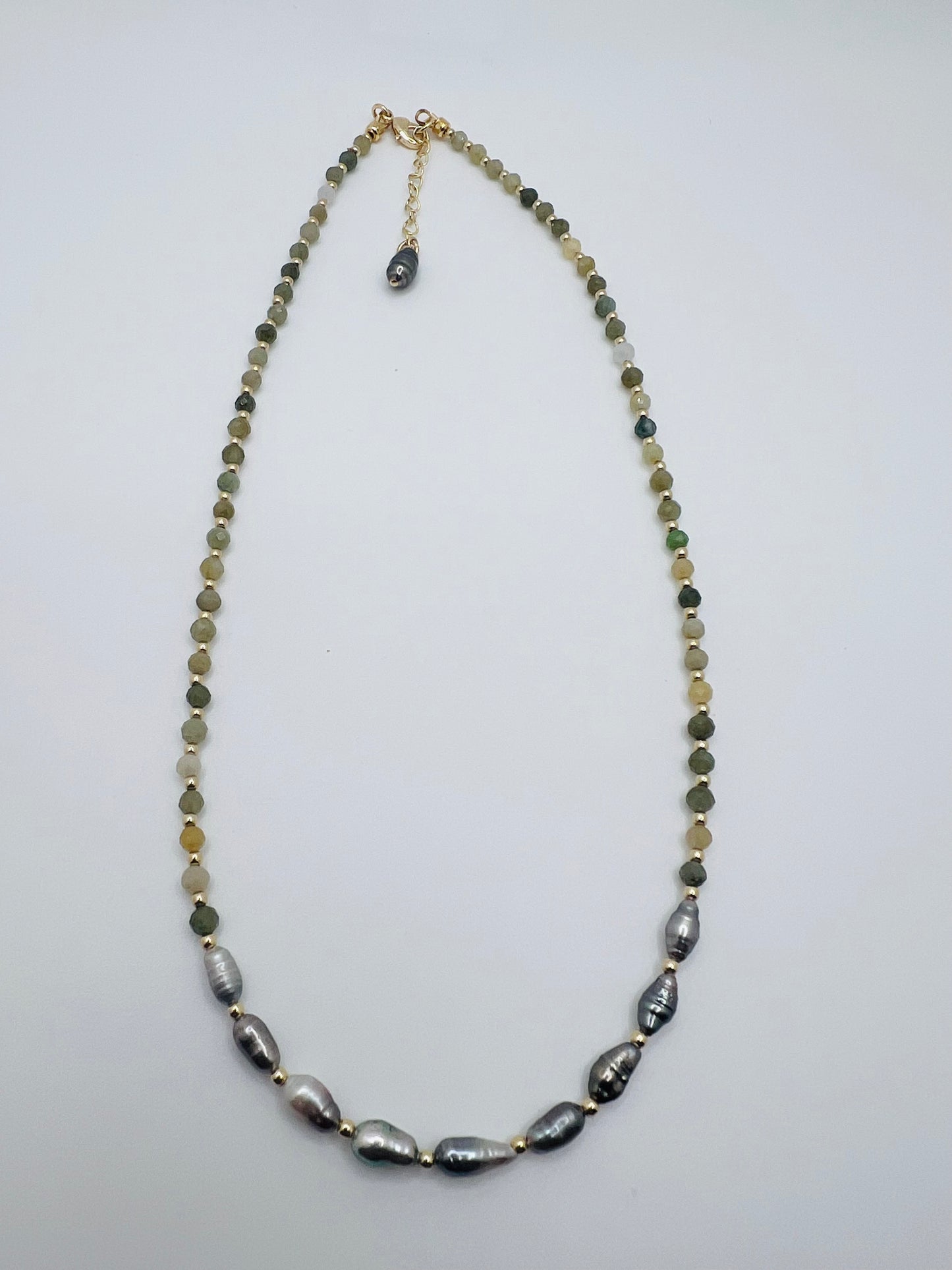 Tahitian Keshi & Jade Necklace
