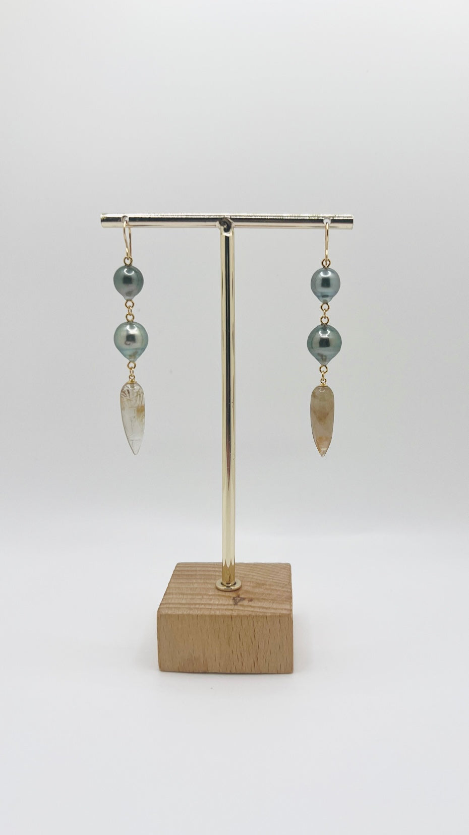 Tahitian Golden Rutile Quartz Earrings