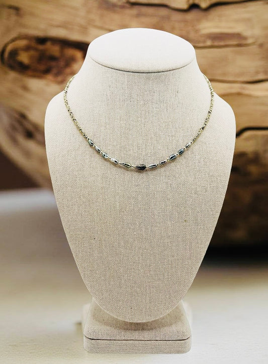 Tahitian Keshi & Hematite Necklace