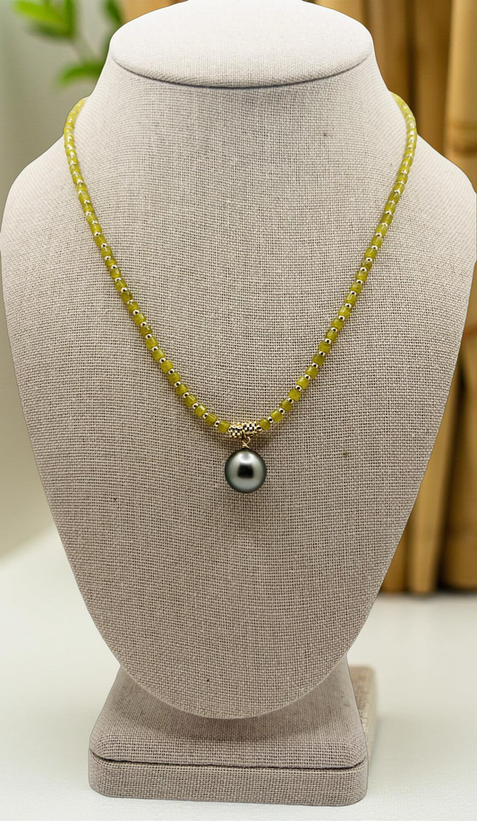 Olive Jade Pendant Necklace