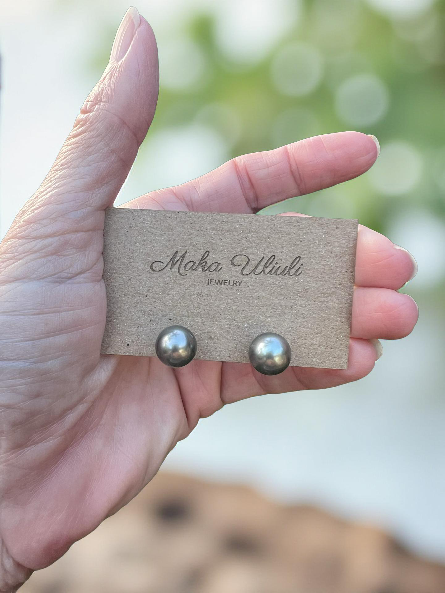 Tahitian Pearl Studs - 10mm Silver