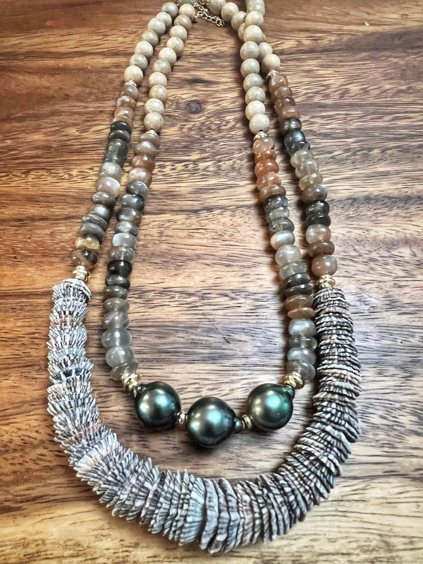 Tahitian Obsidian Lei Necklace