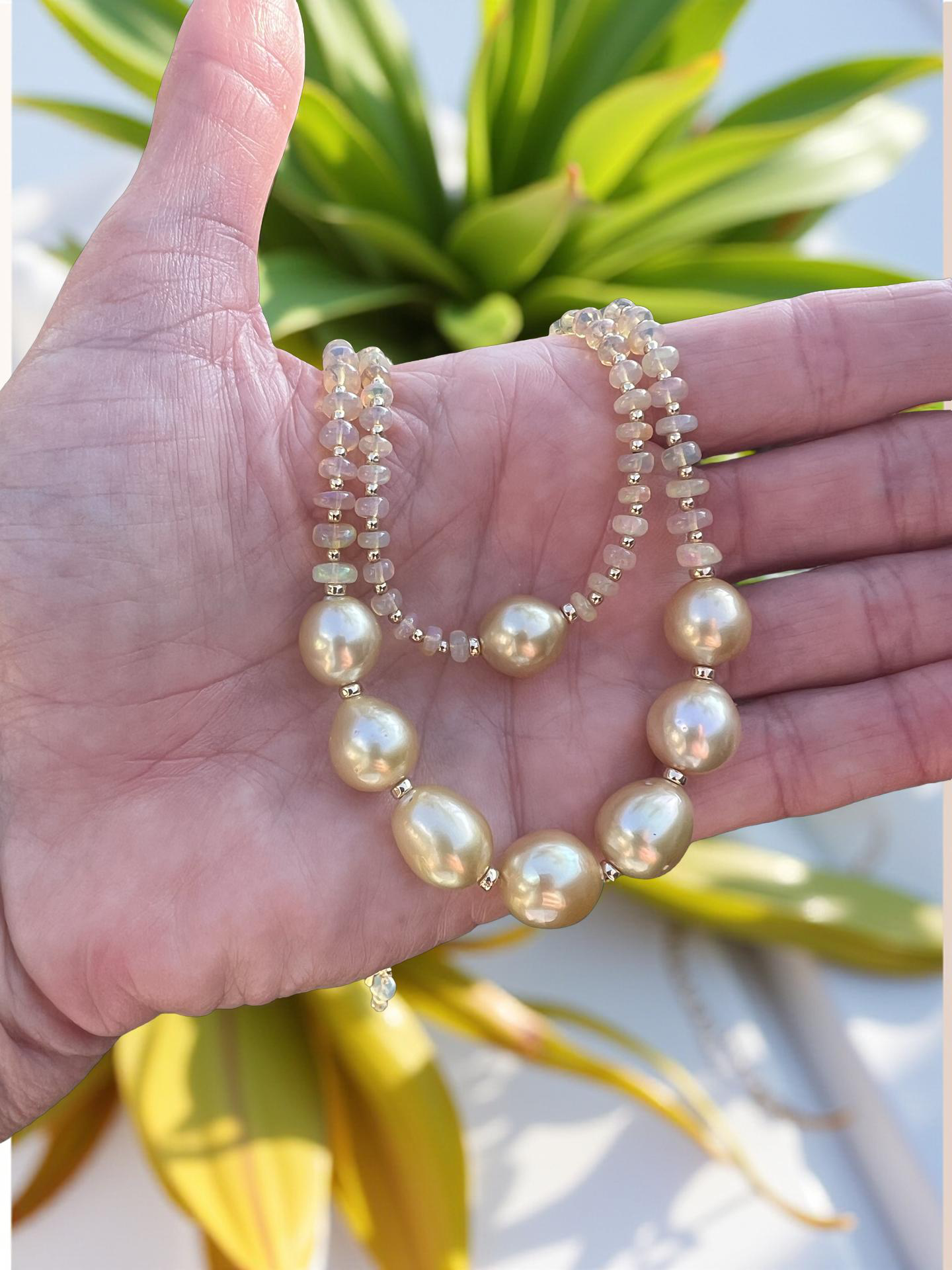 South Sea Pearl & Ethiopian Opal Necklace