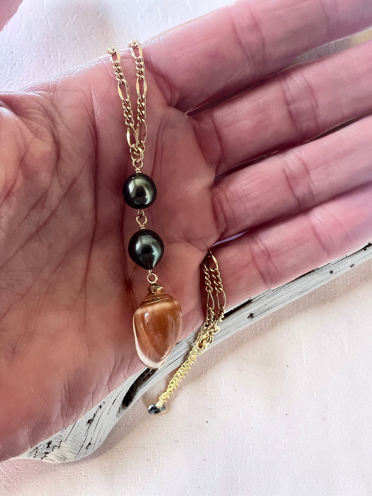Glam Shell Double Drop Chain Necklace