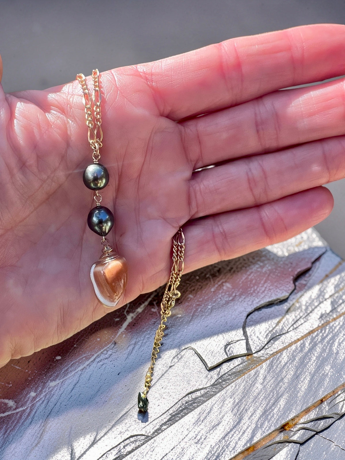 Glam Shell Double Drop Chain Necklace