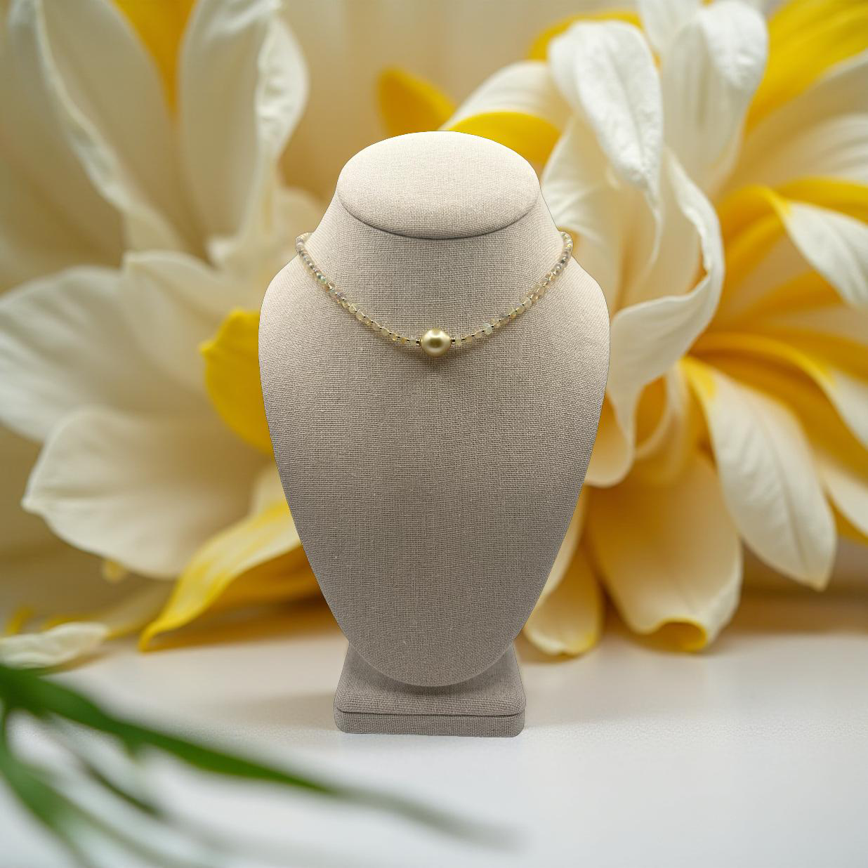 South Sea Pearl & Ethiopian Opal Solitaire Necklace