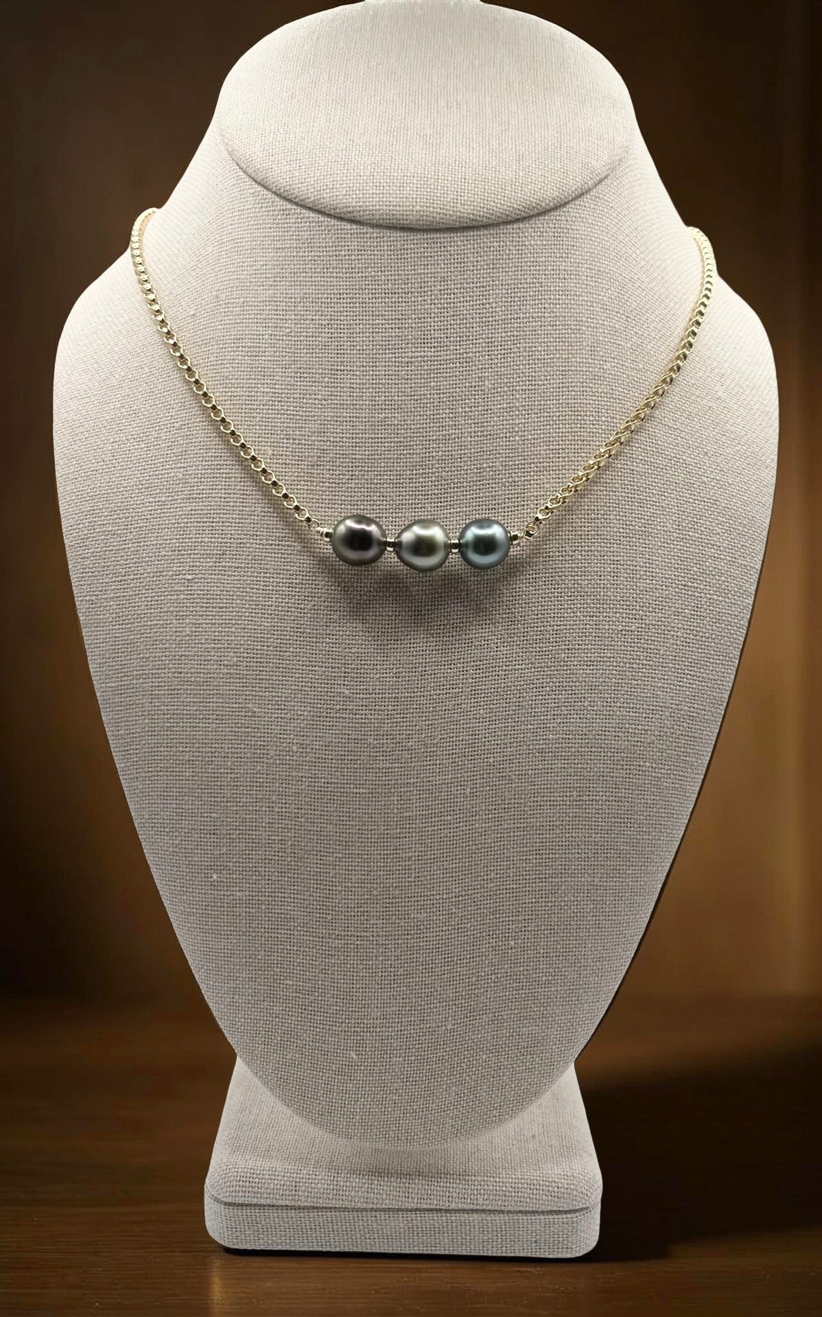 Tri-Color Tahitian Rolo Chain Necklace