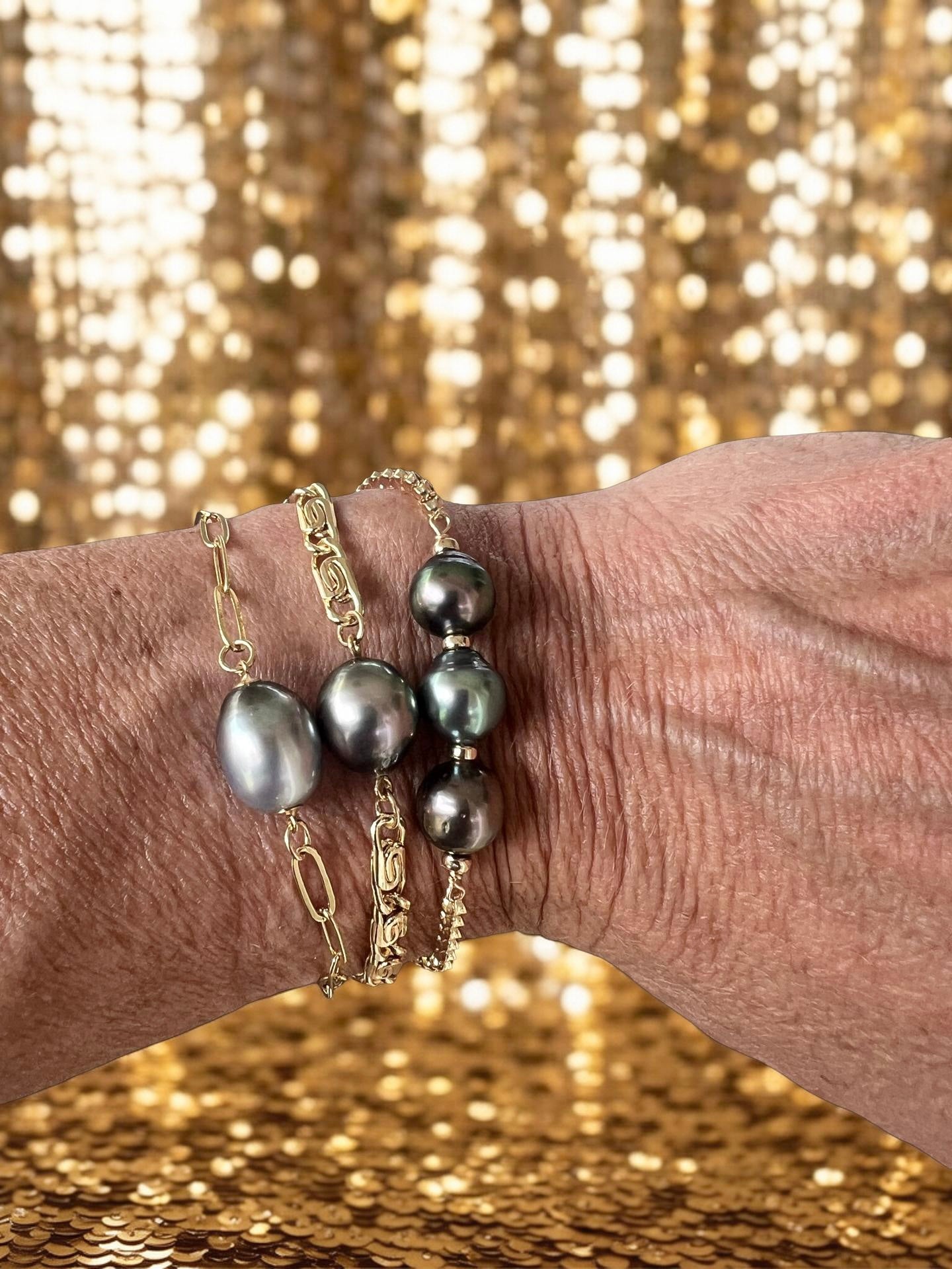 Tahitian Paperclip Bracelet