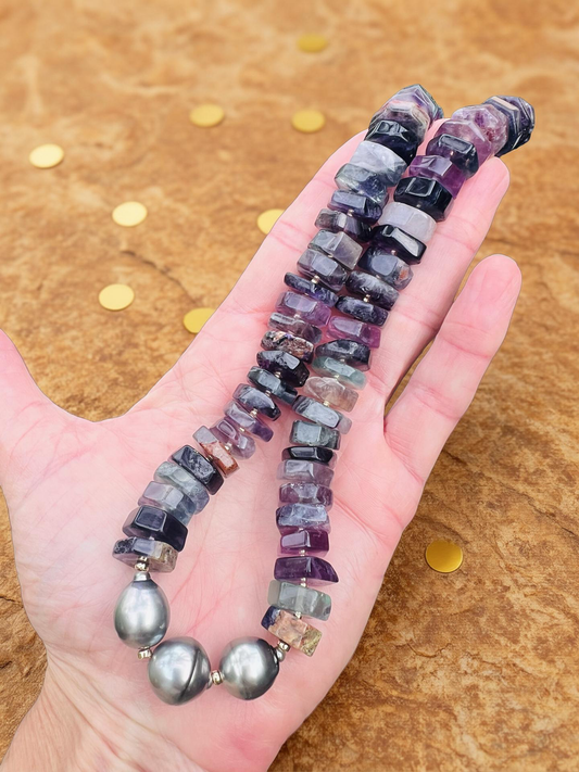 Rainbow Fluorite & Tahitian Necklace