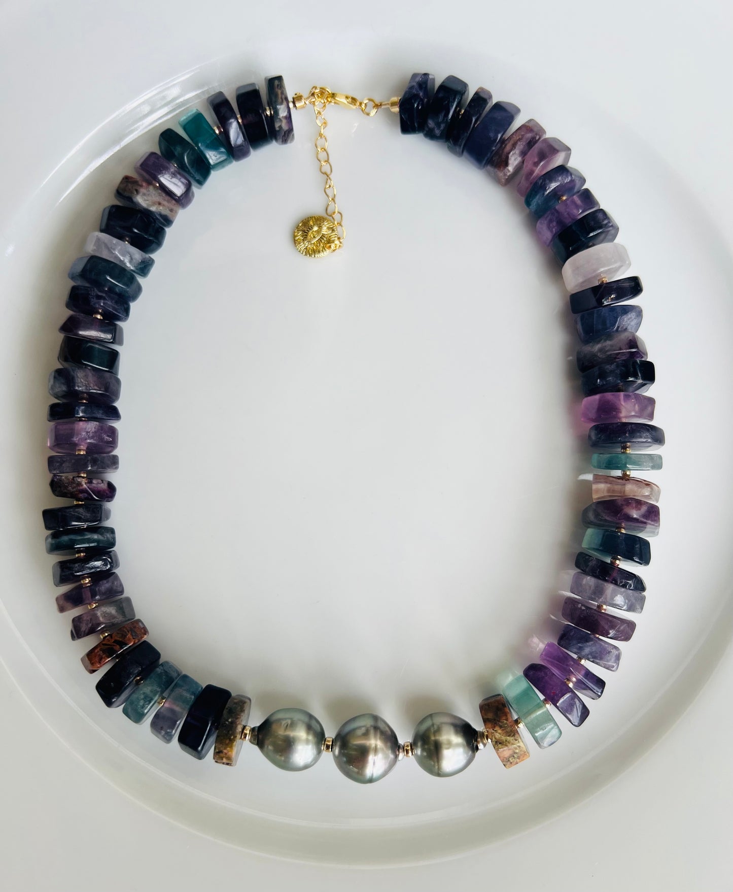 Rainbow Fluorite & Tahitian Necklace
