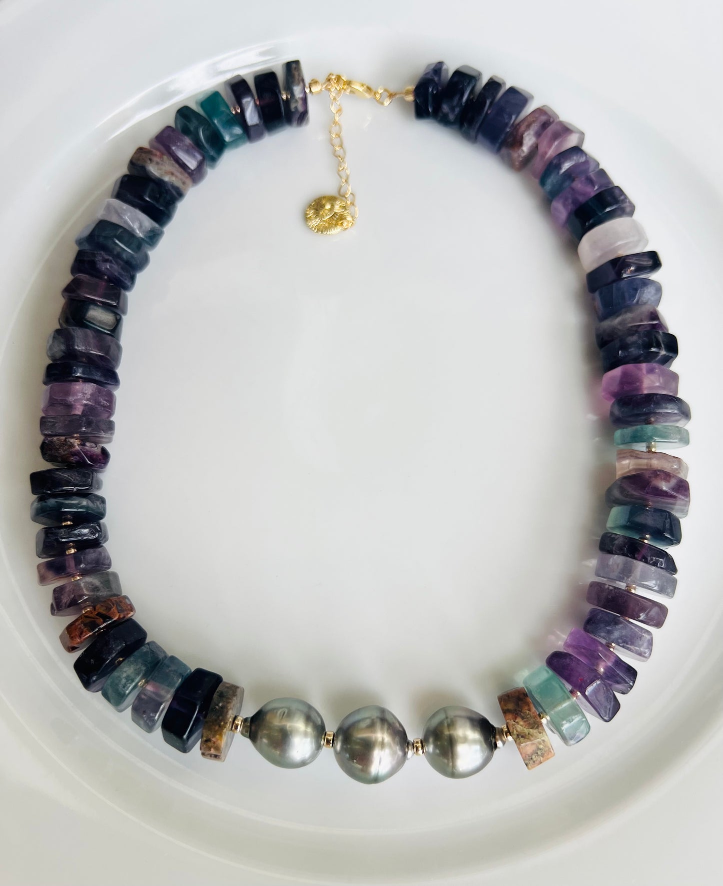 Rainbow Fluorite & Tahitian Necklace