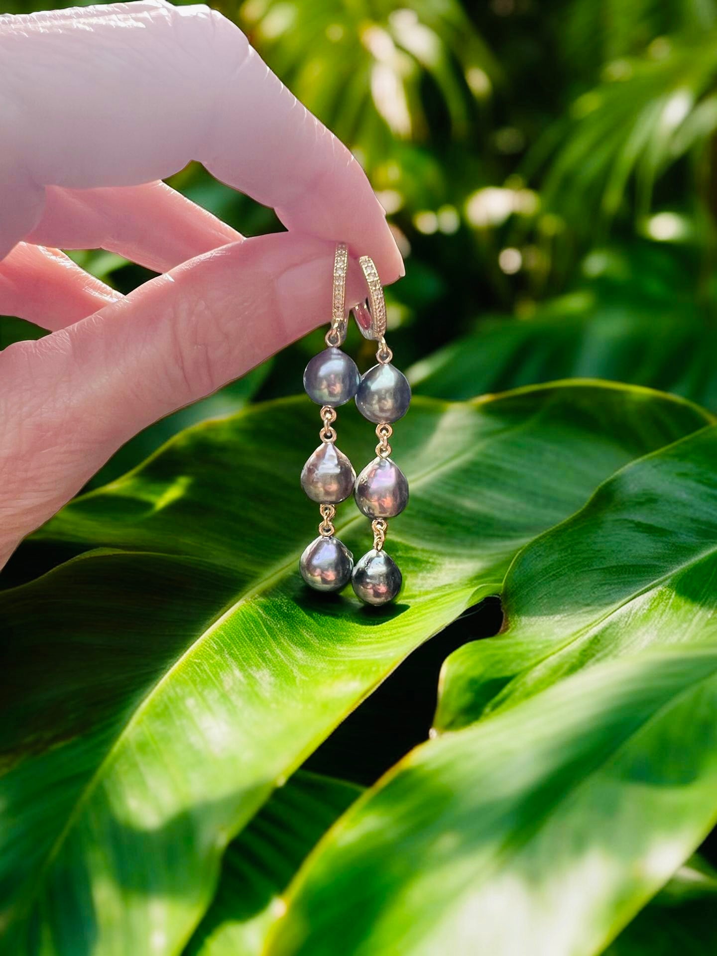 Tahitian Pavé Huggie Earrings