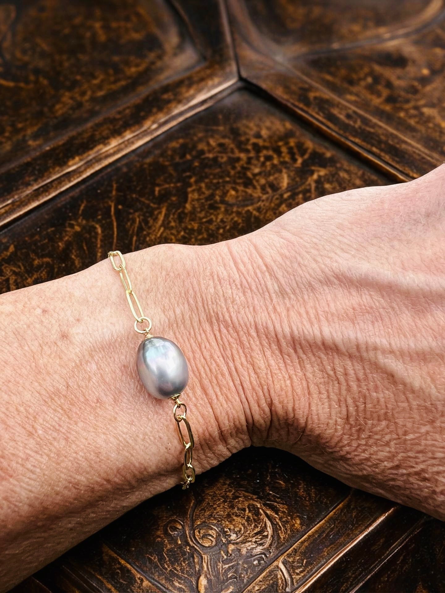 Tahitian Paperclip Bracelet