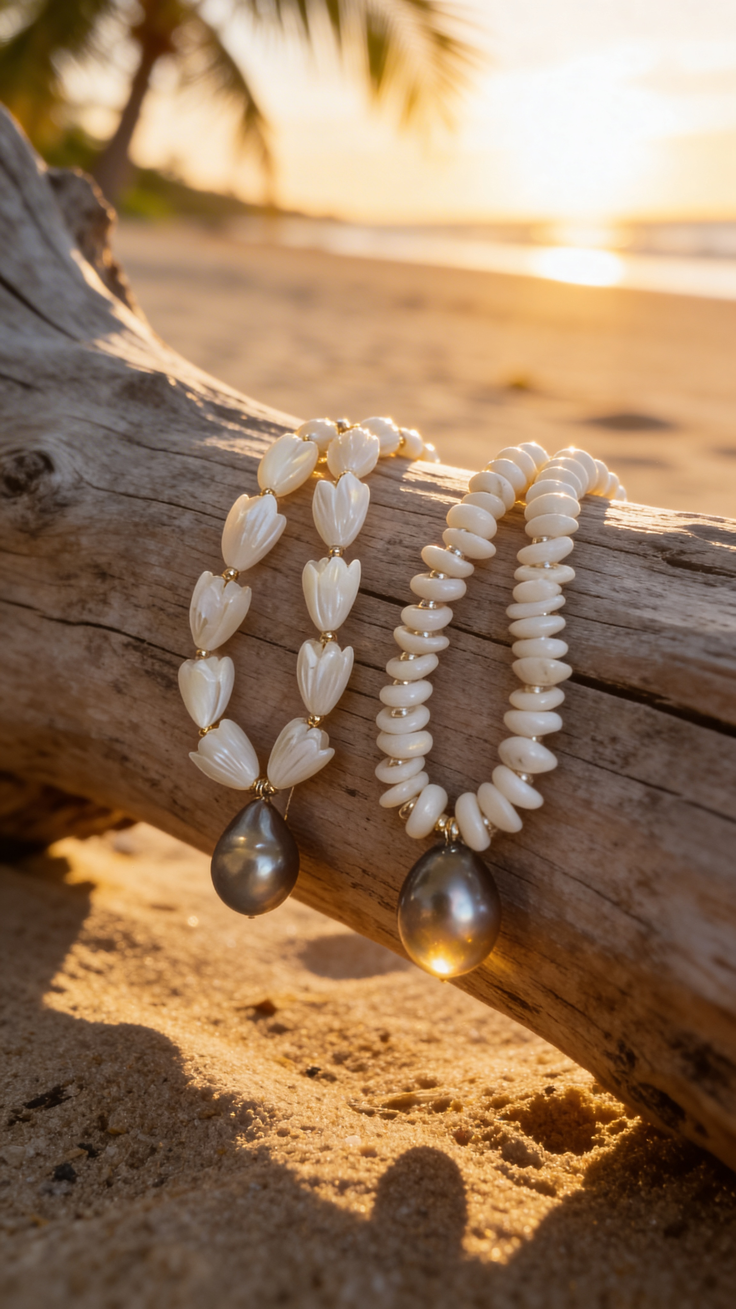 Tahitian Teardrop Puka Shell Necklace