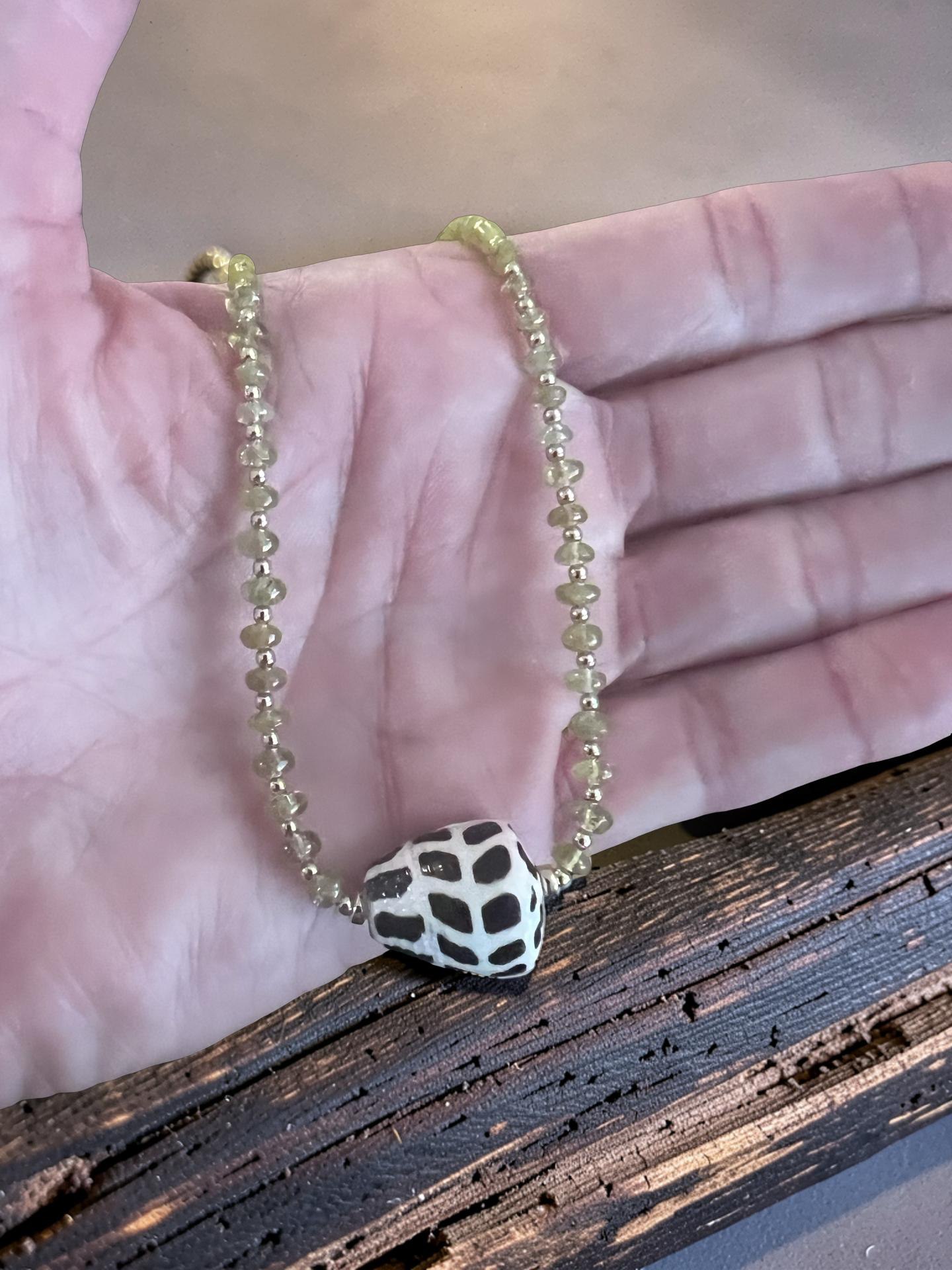 Hebrew Cone Shell & Gemstone Necklace