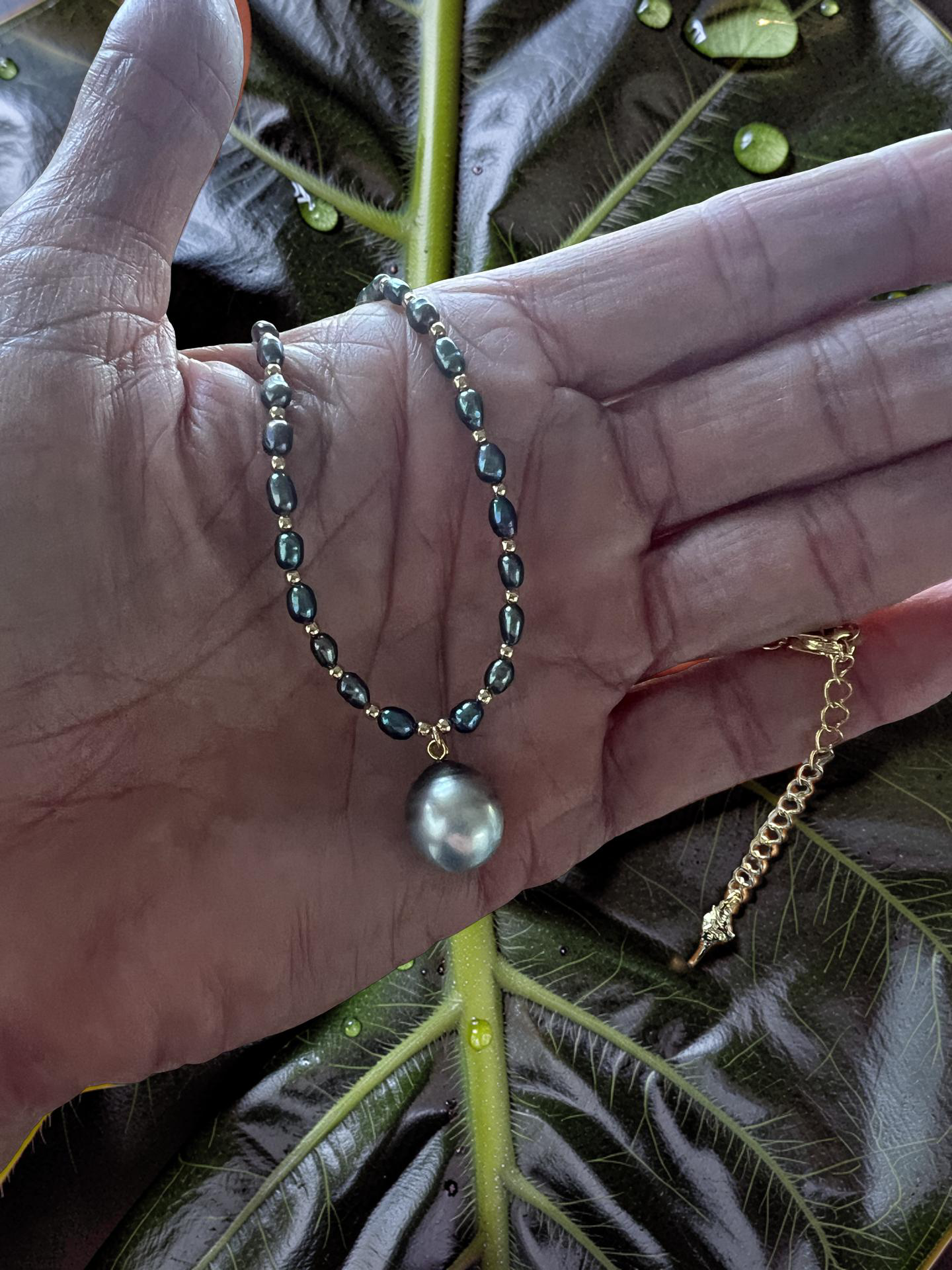 Tahitian Teardrop Dark Freshwater Necklace