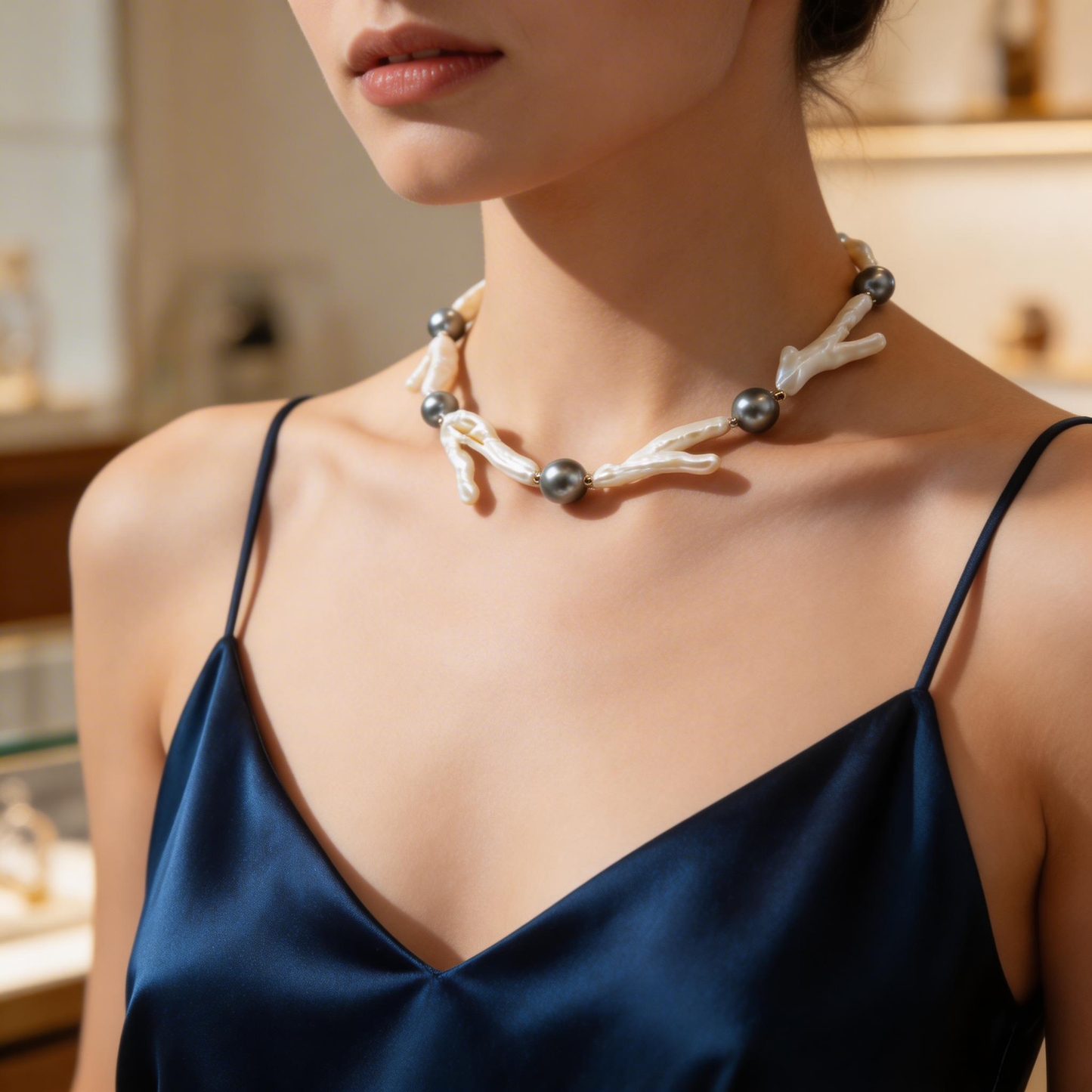 Tahitian & Chicken Feet Pearl Necklace