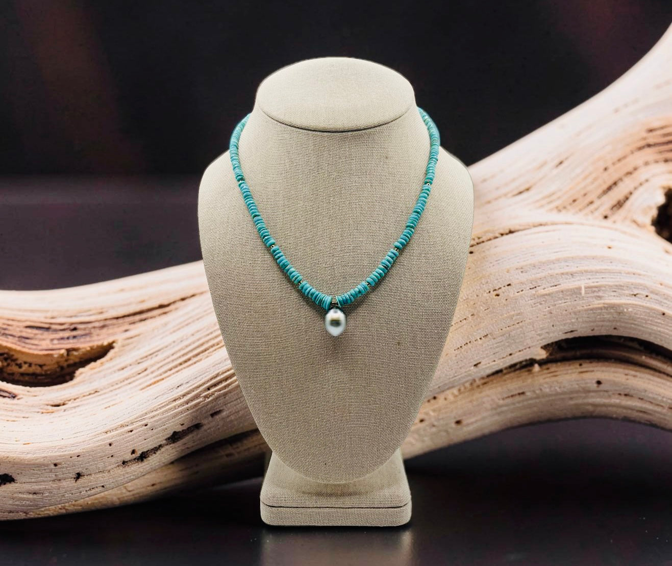 Tahitian Turquoise Teardrop Necklace