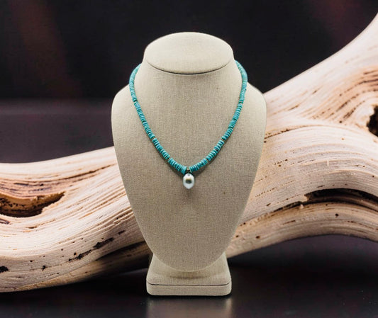 Tahitian Turquoise Teardrop Necklace