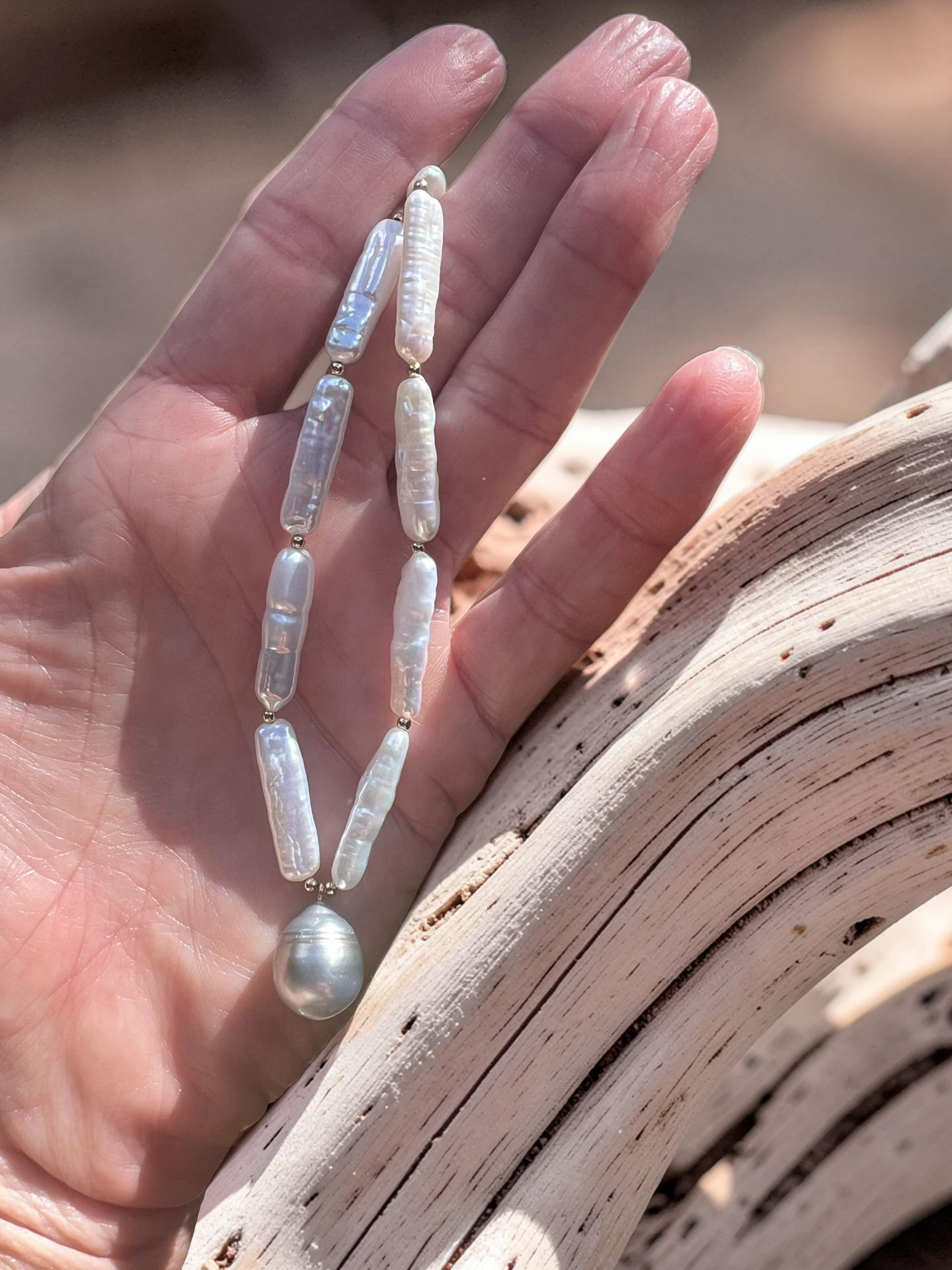 Tahitian Freshwater Pearl Stick Necklace