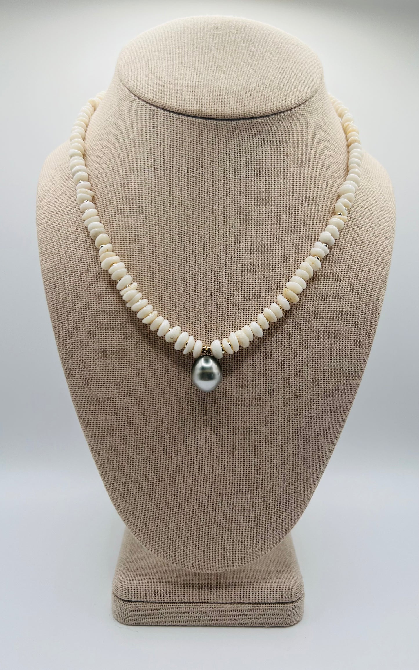 Tahitian Teardrop Puka Shell Necklace