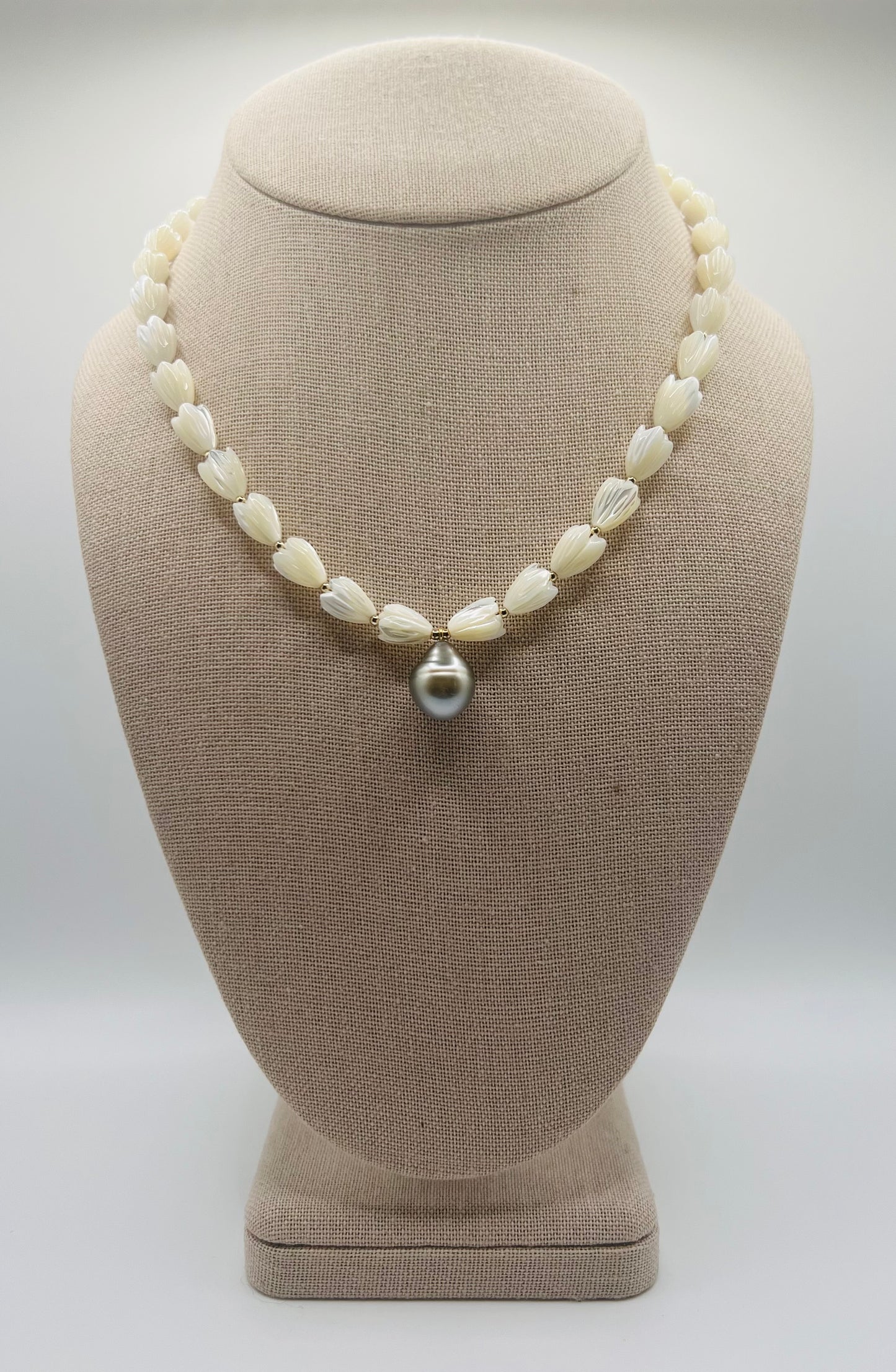 Tahitian Teardrop Pikake Necklace