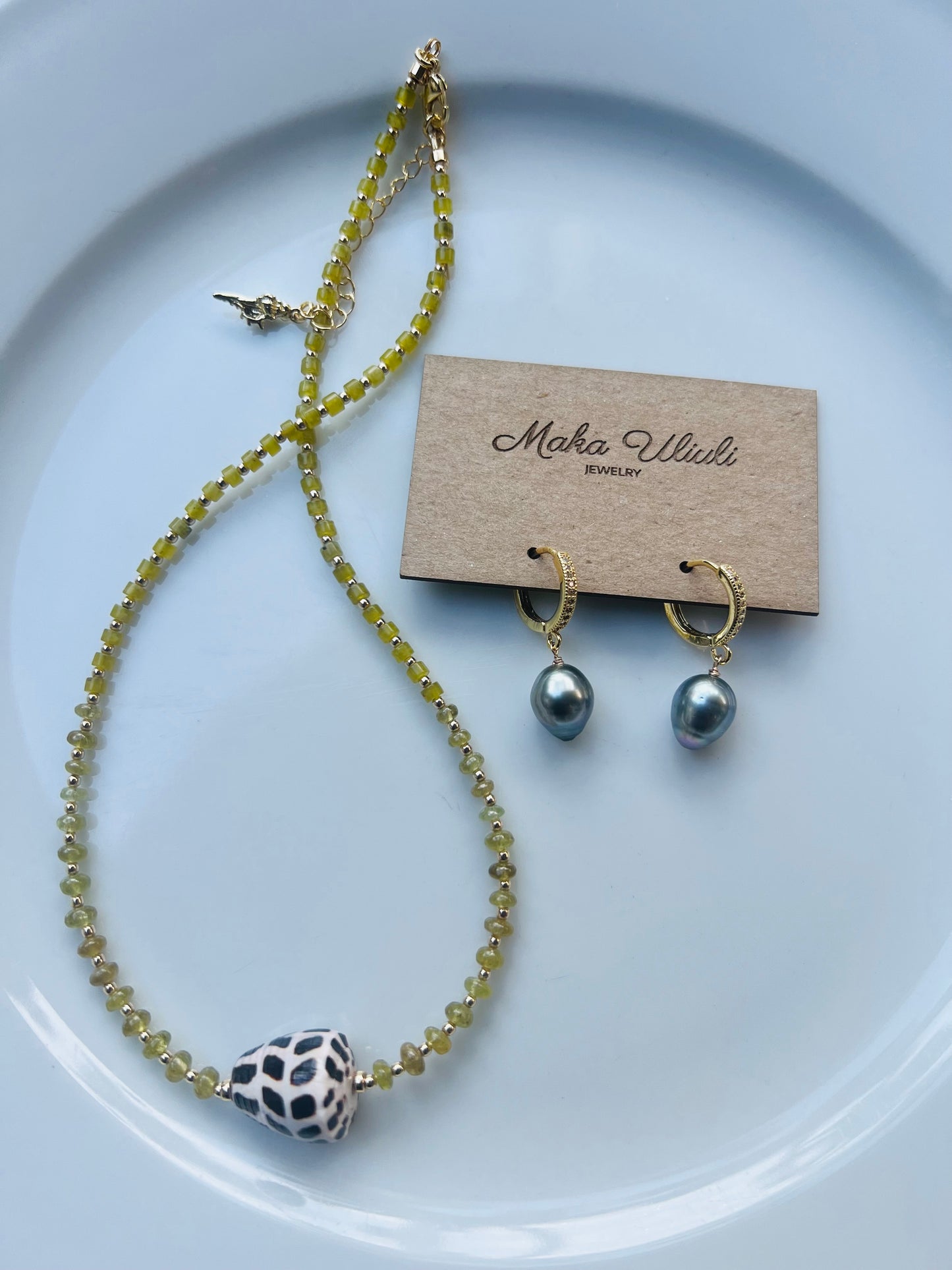 Hebrew Cone Shell & Gemstone Necklace