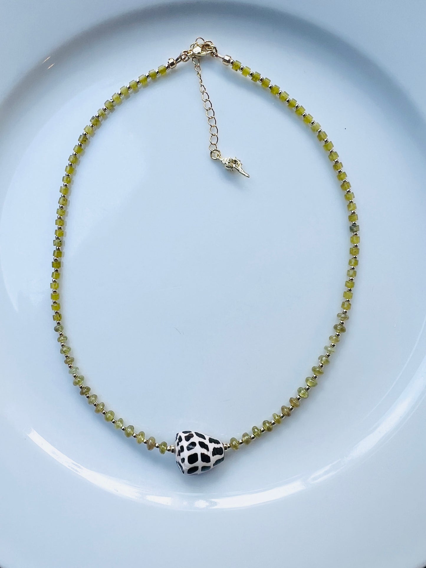 Hebrew Cone Shell & Gemstone Necklace