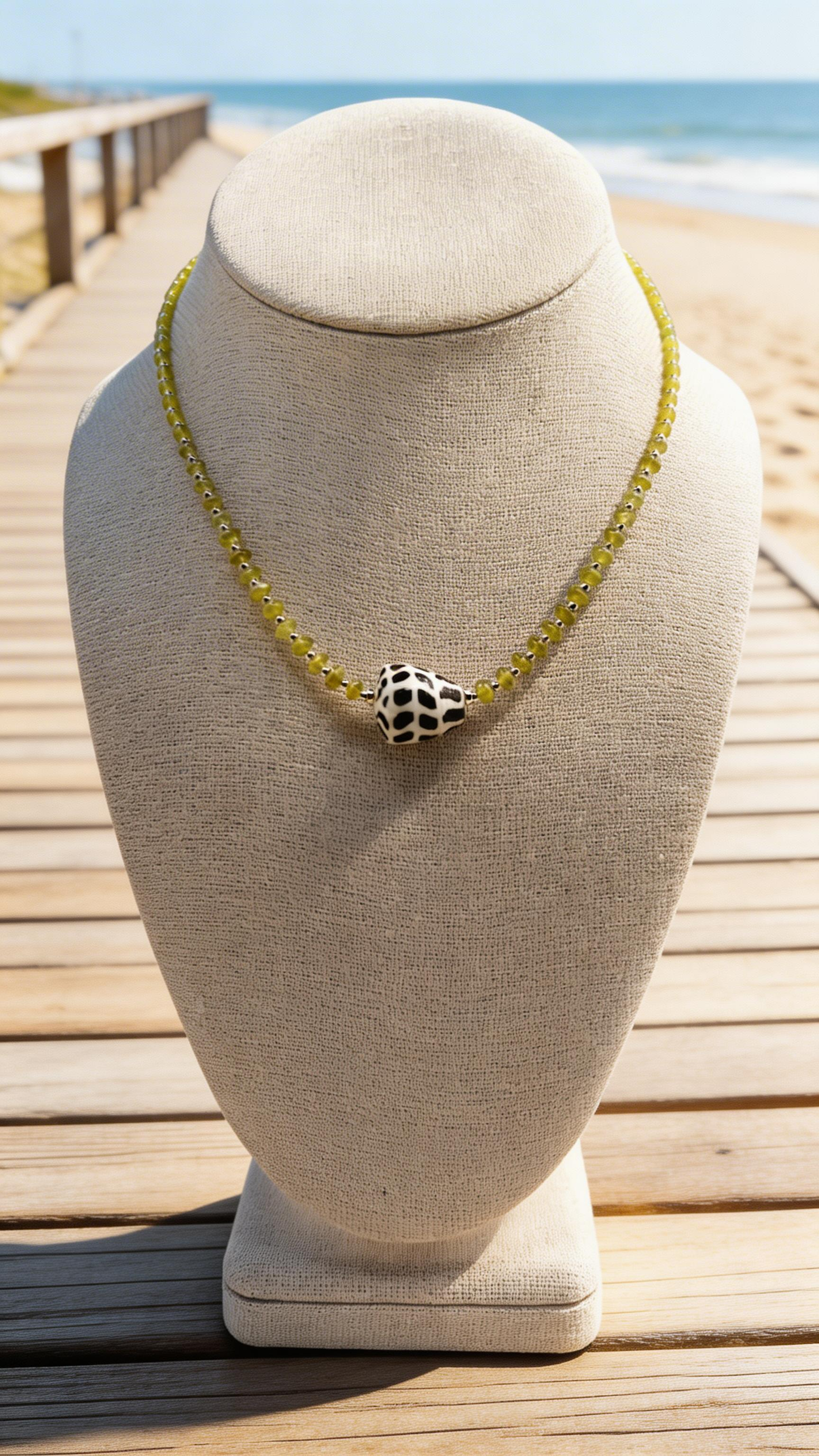 Hebrew Cone Shell & Gemstone Necklace