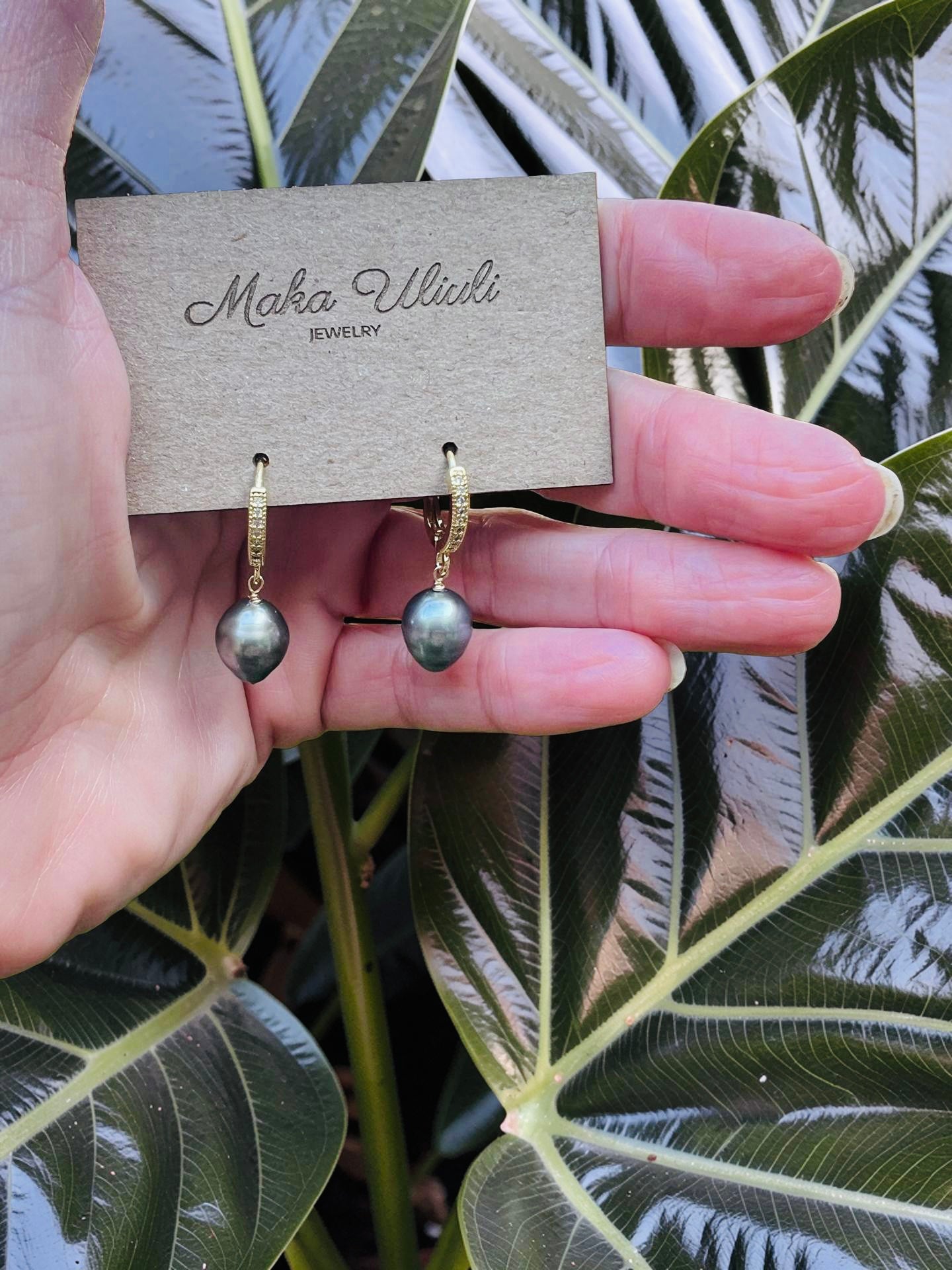 Tahitian Pave Huggie Earrings